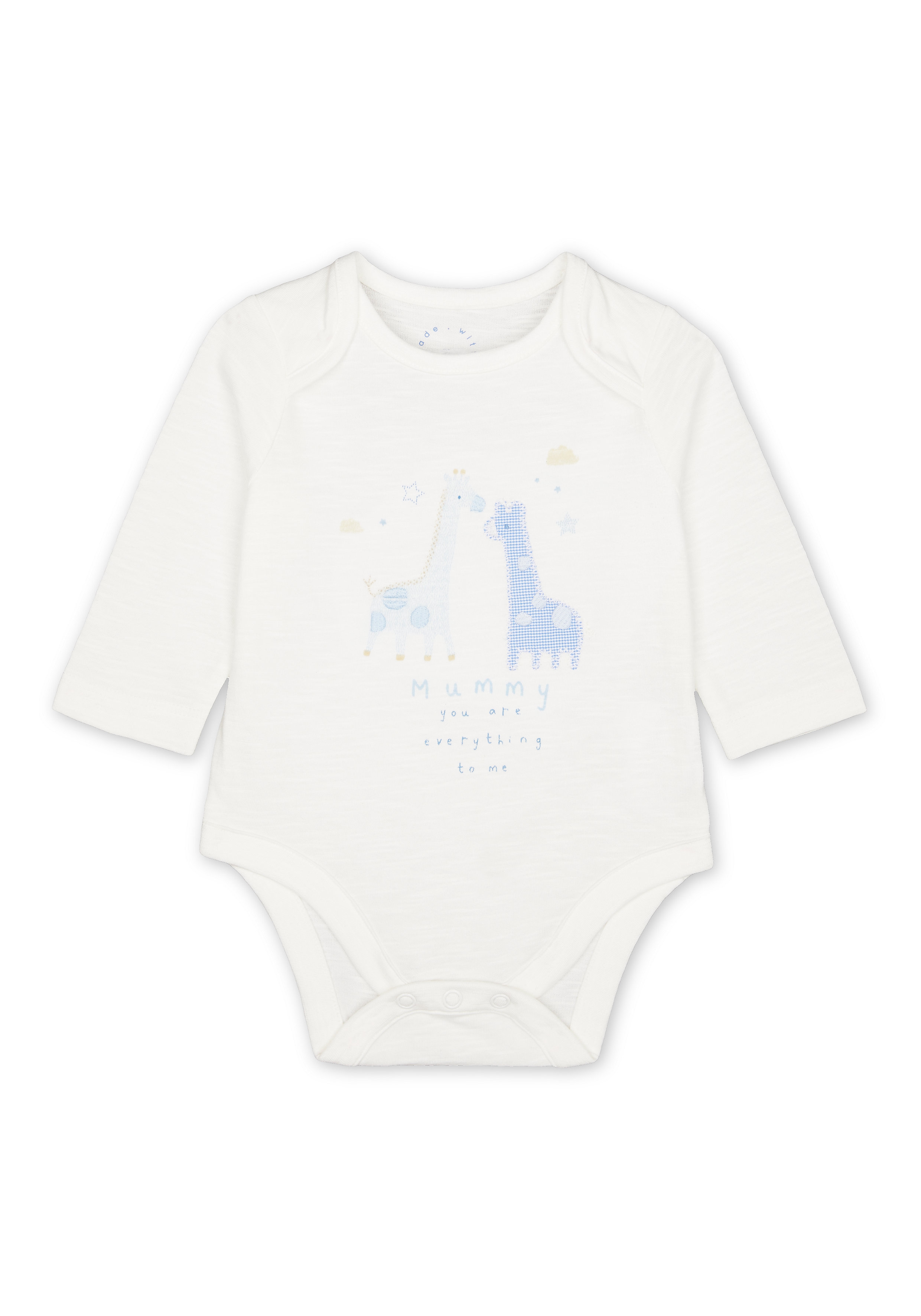 Mothercare | Boys Full sleeves Giraffe print Bodysuit - White