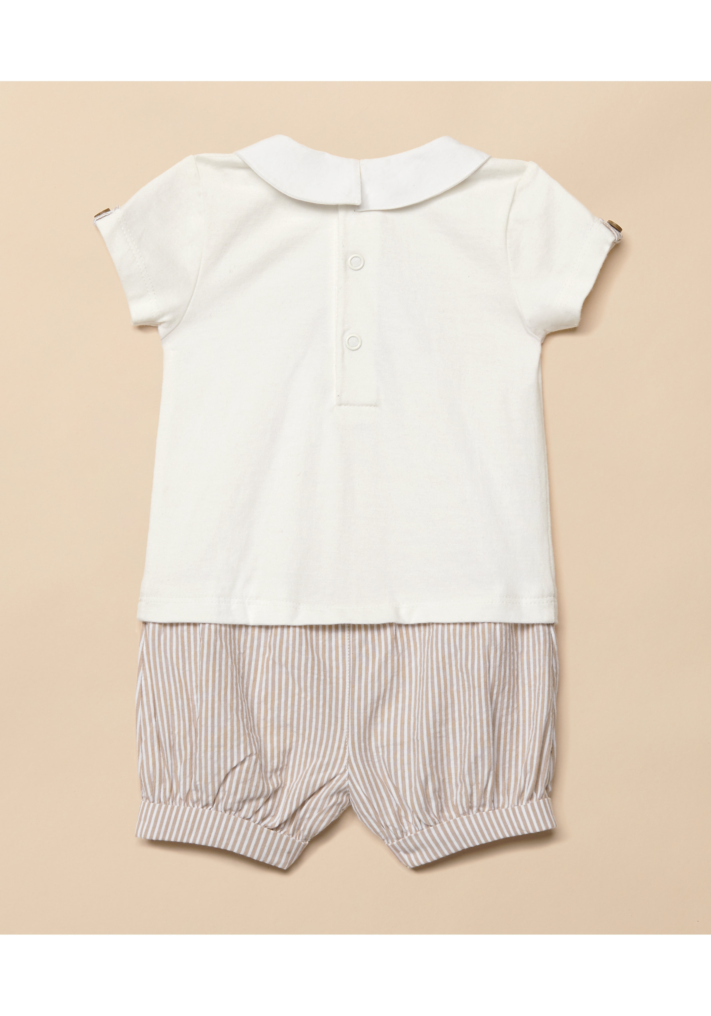 Mothercare | Boys Half Sleeves Embroidered Romper - White 1