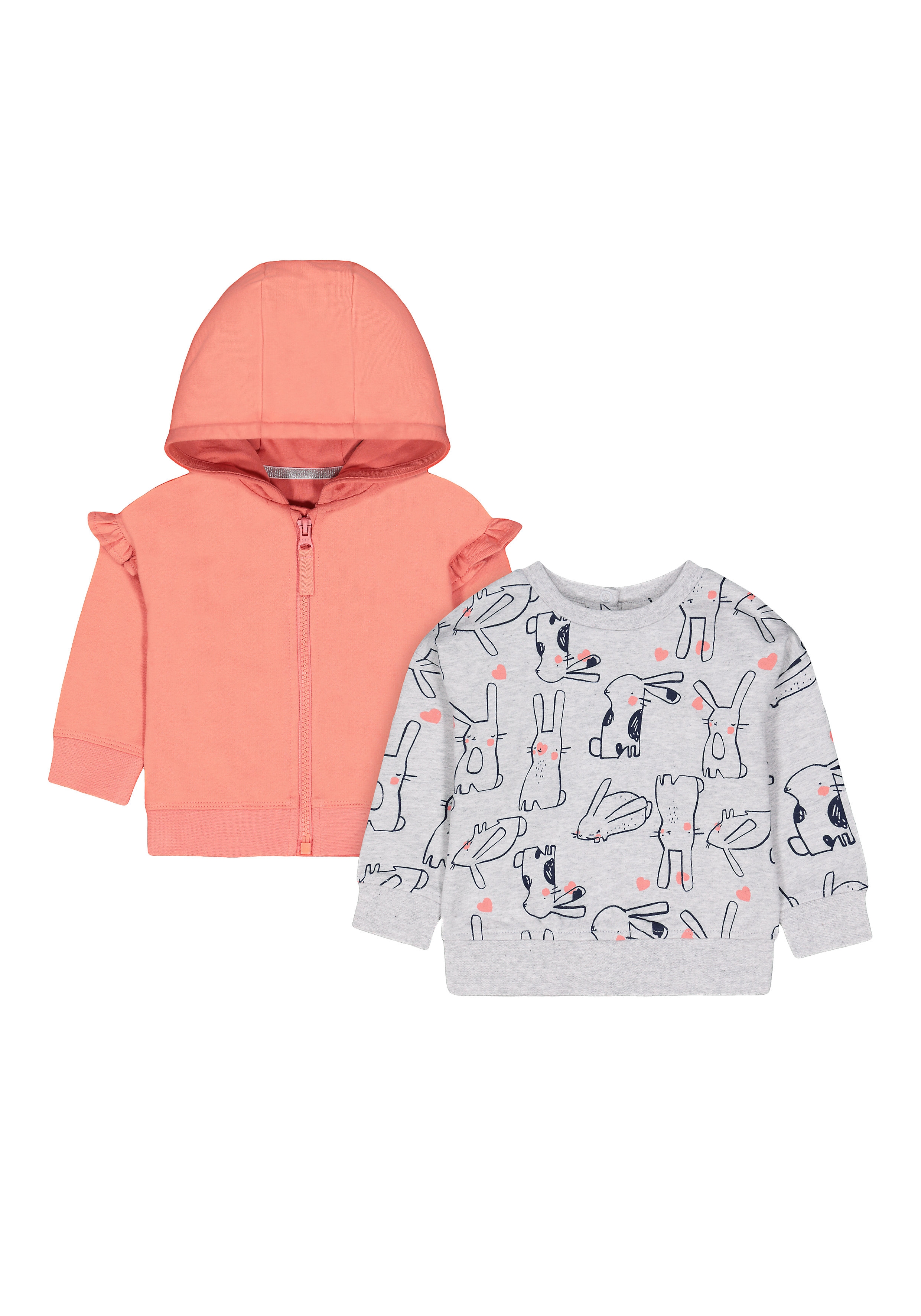 Mothercare | Girls Full Sleeves Sweatshirt Bunny Print - Grey