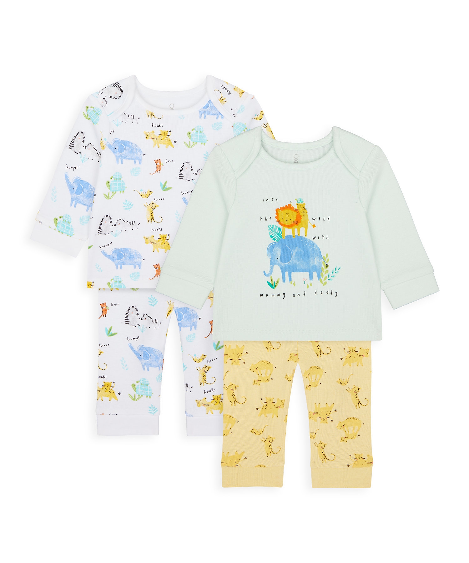 Mothercare | Unisex Full Sleeves Pyjama Set Animal Print - Pack Of 2 - Multicolor