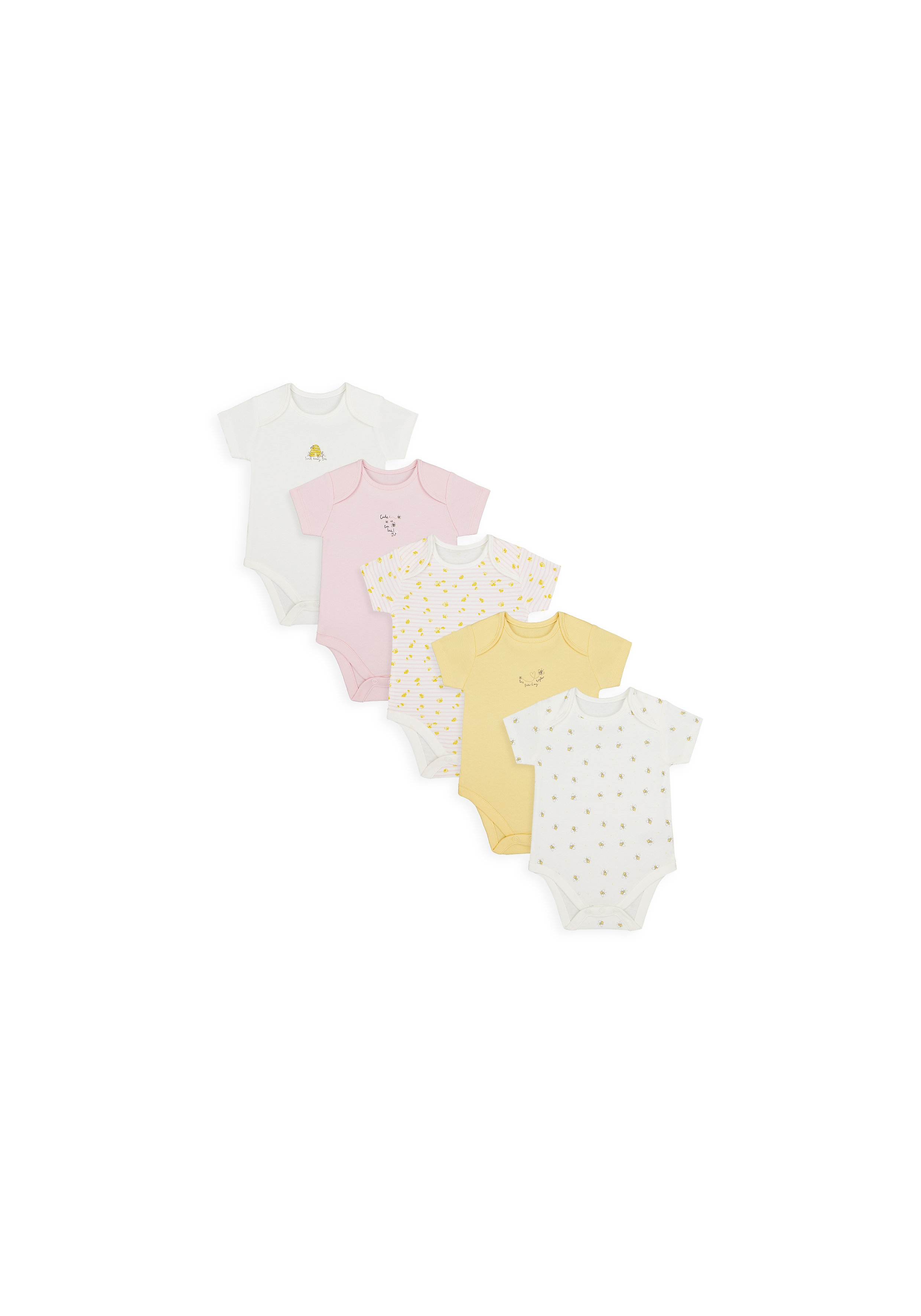 Mothercare | Girls Half Sleeves Bodysuit Printed - Pack Of 5 - Multicolor