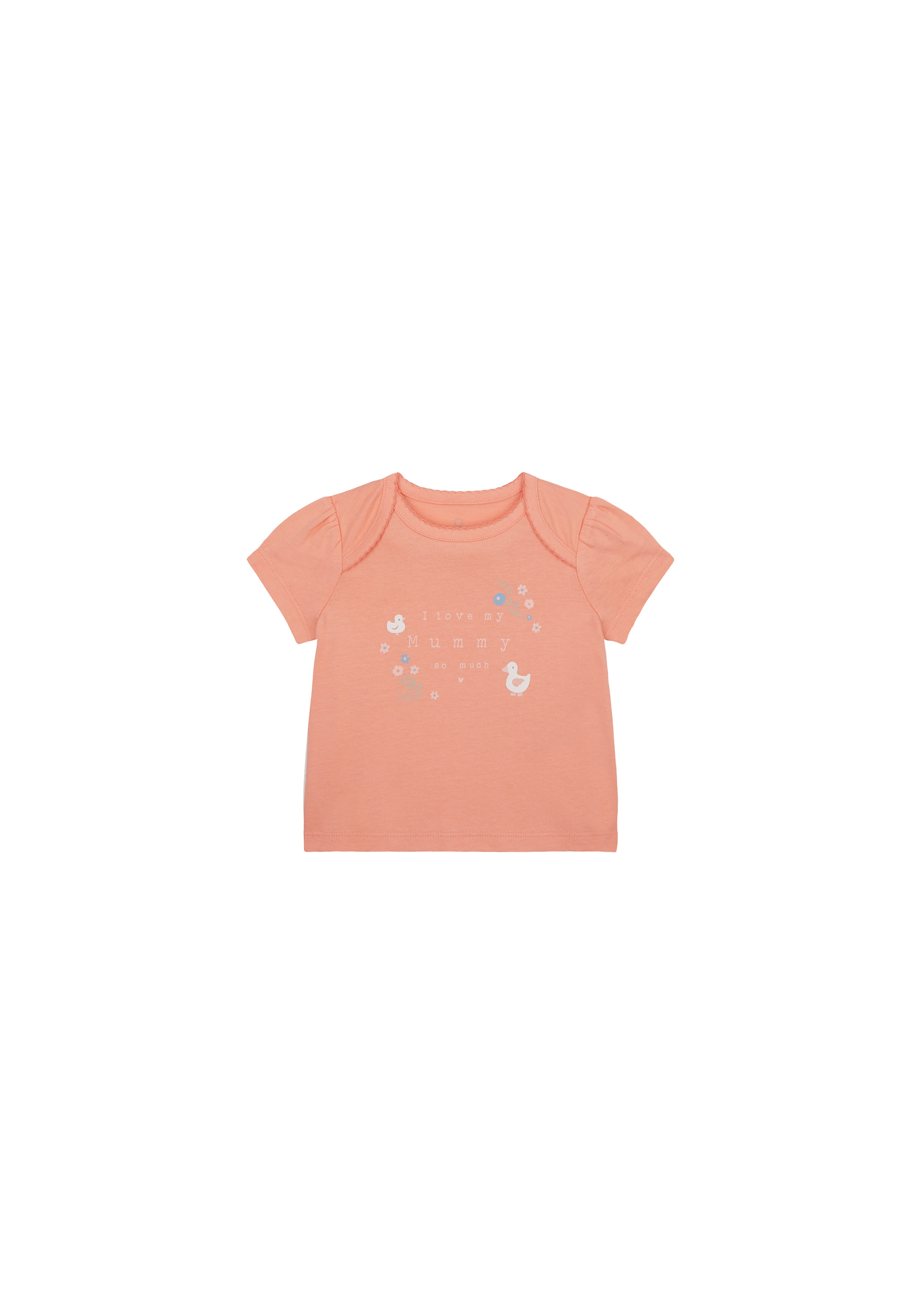 Mothercare | Girls Half Sleeves T-Shirt Text Print - Coral