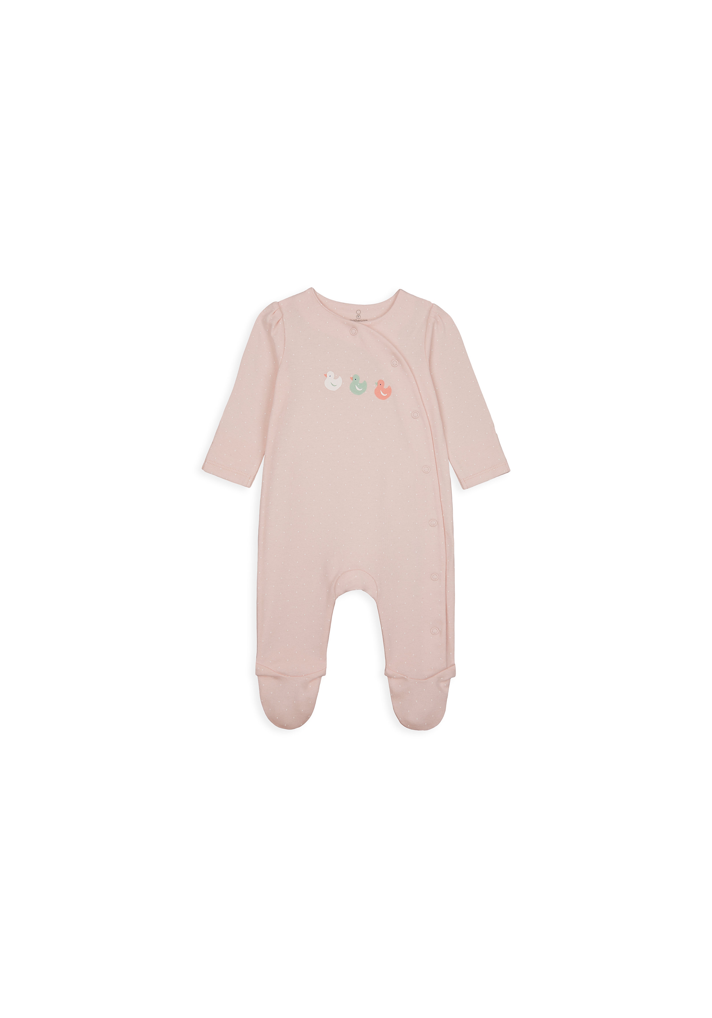 Mothercare | Girls Full Sleeves Romper Duck Print - Pink