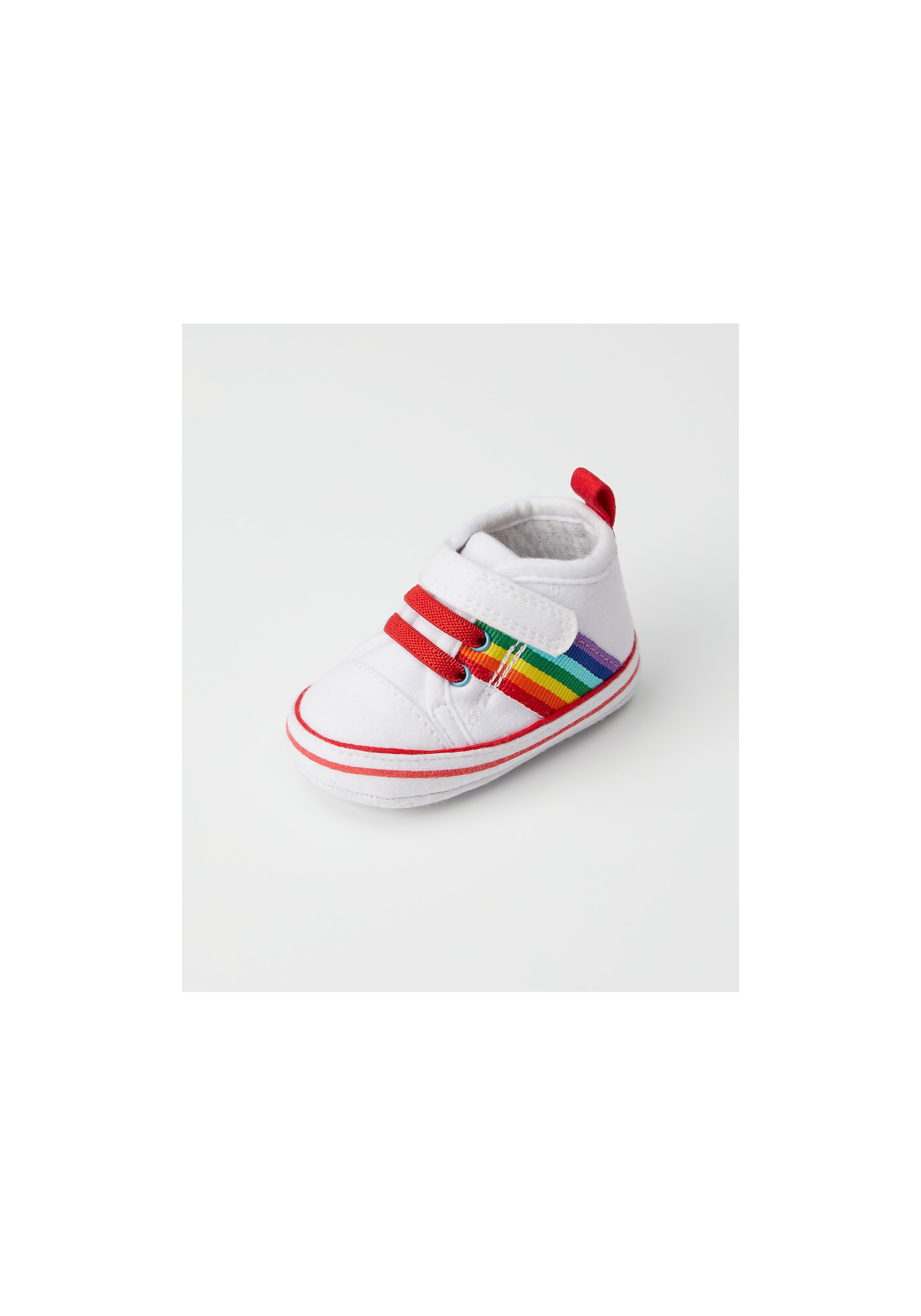 Mothercare | Boys Pram Shoes Rainbow Design - White