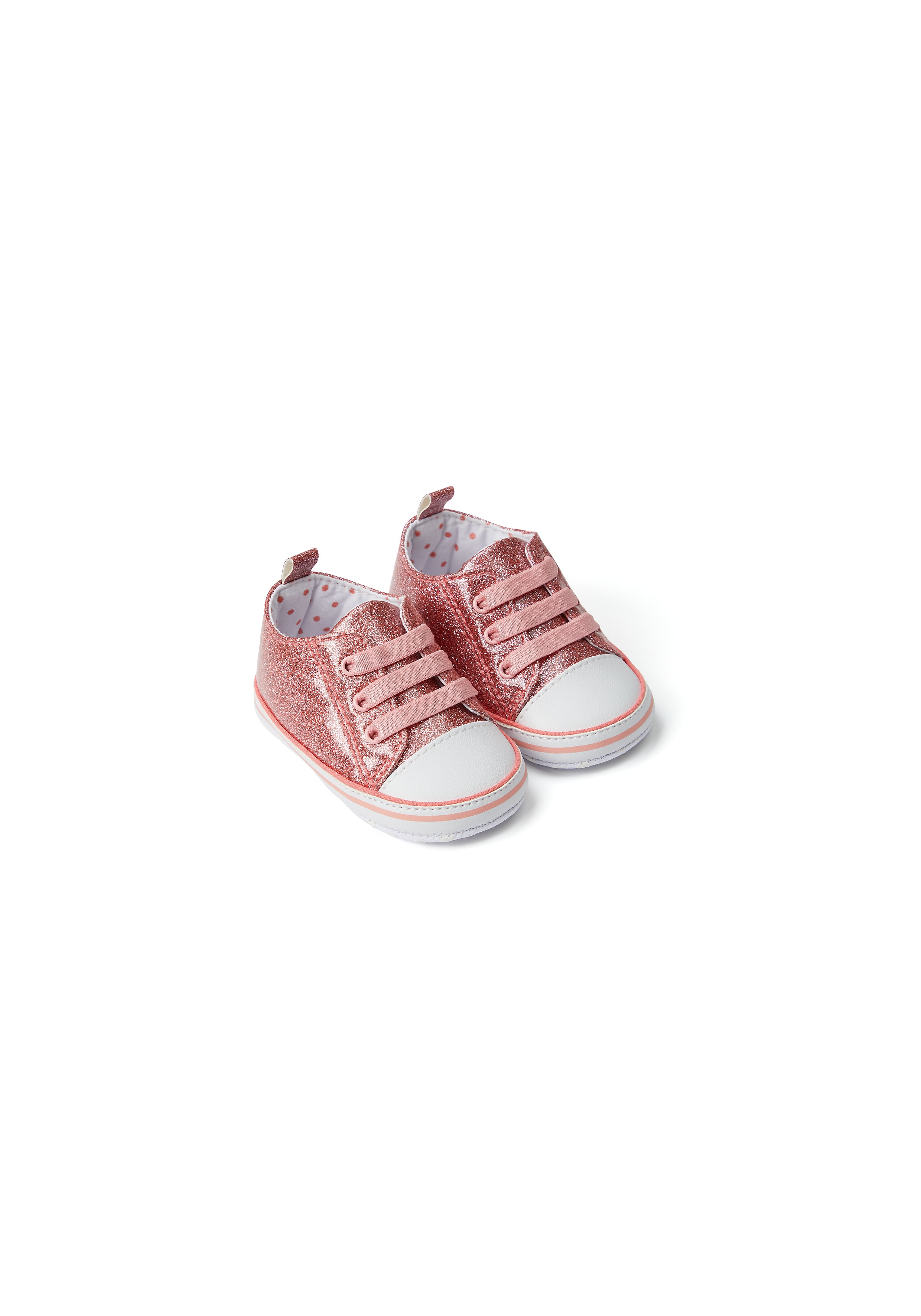 Mothercare | Girls Glitter Pram Shoes  - Coral