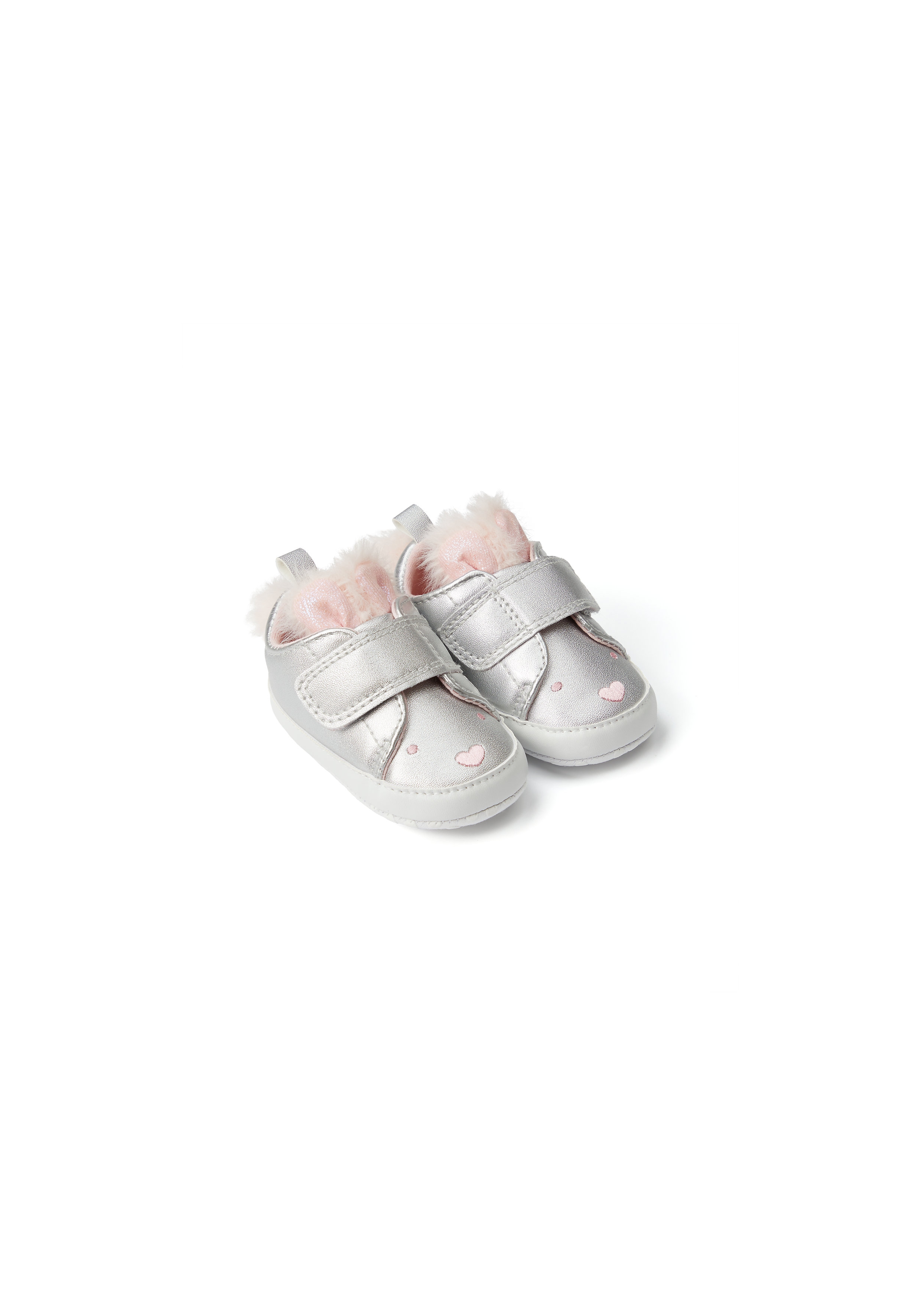Mothercare | Girls Pram Shoes 3D Bunny Ears - Silver