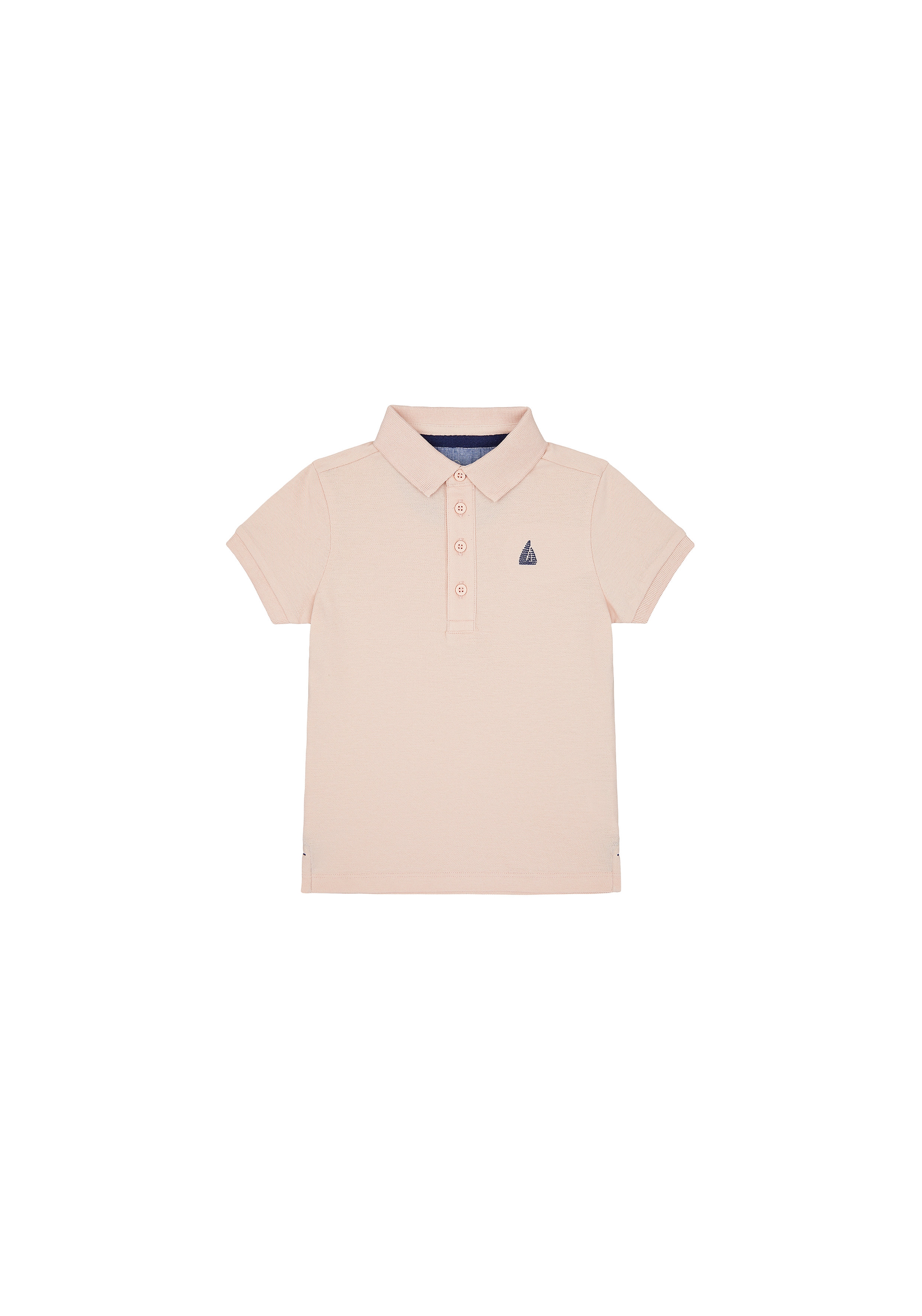 Mothercare | Boys Half Sleeves Pique Polo T-Shirt Boat Embroidery - Pink