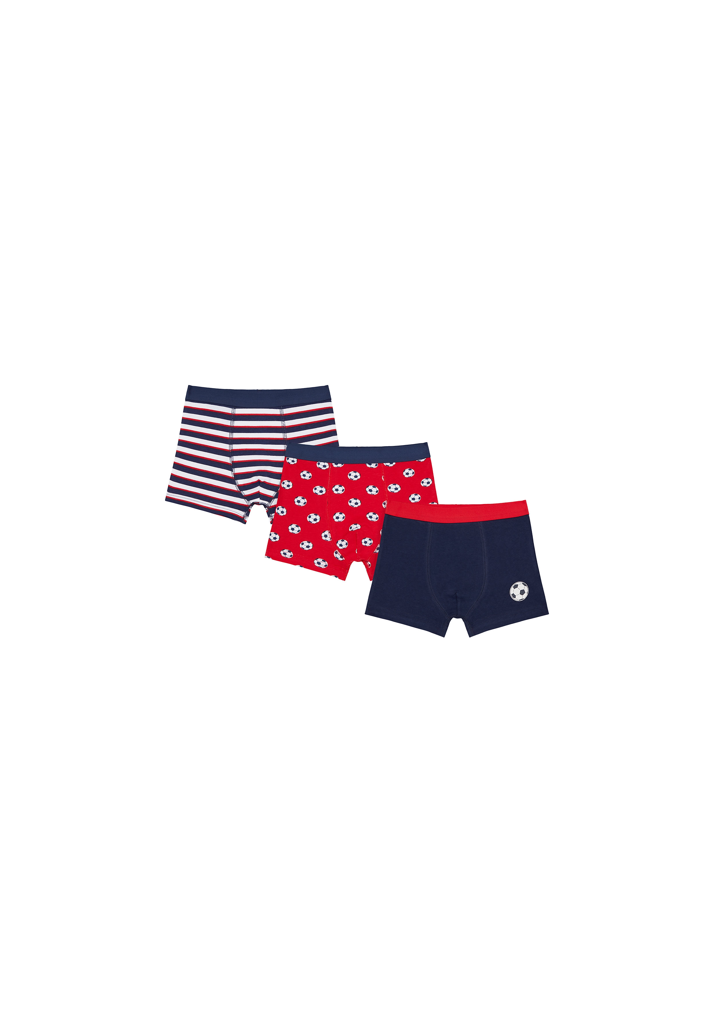 Mothercare | Boys Briefs Striped And Football Print - Pack Of 3 - Multicolor