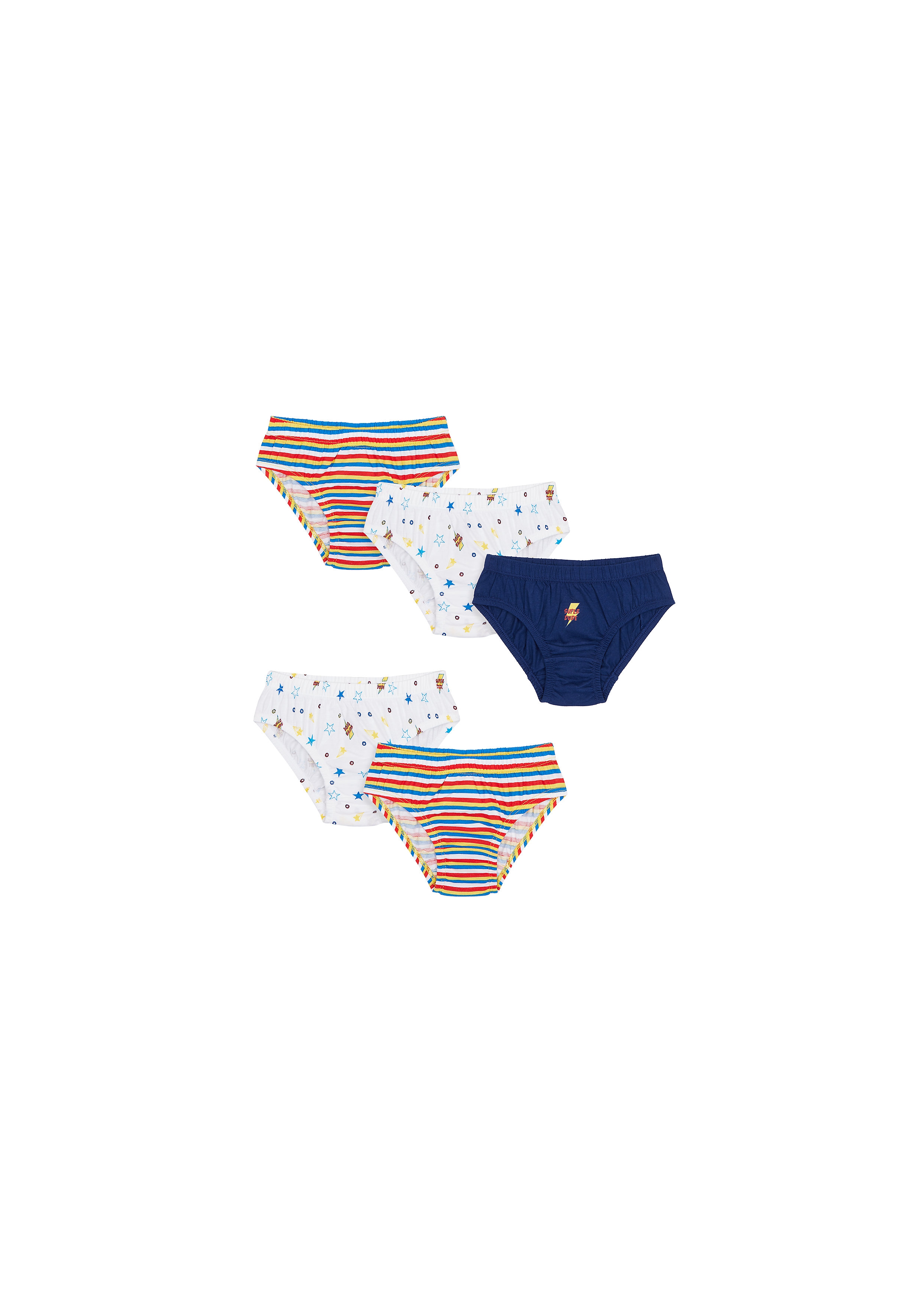 Boys Briefs Striped And Printed - Pack Of 5 - Multicolor