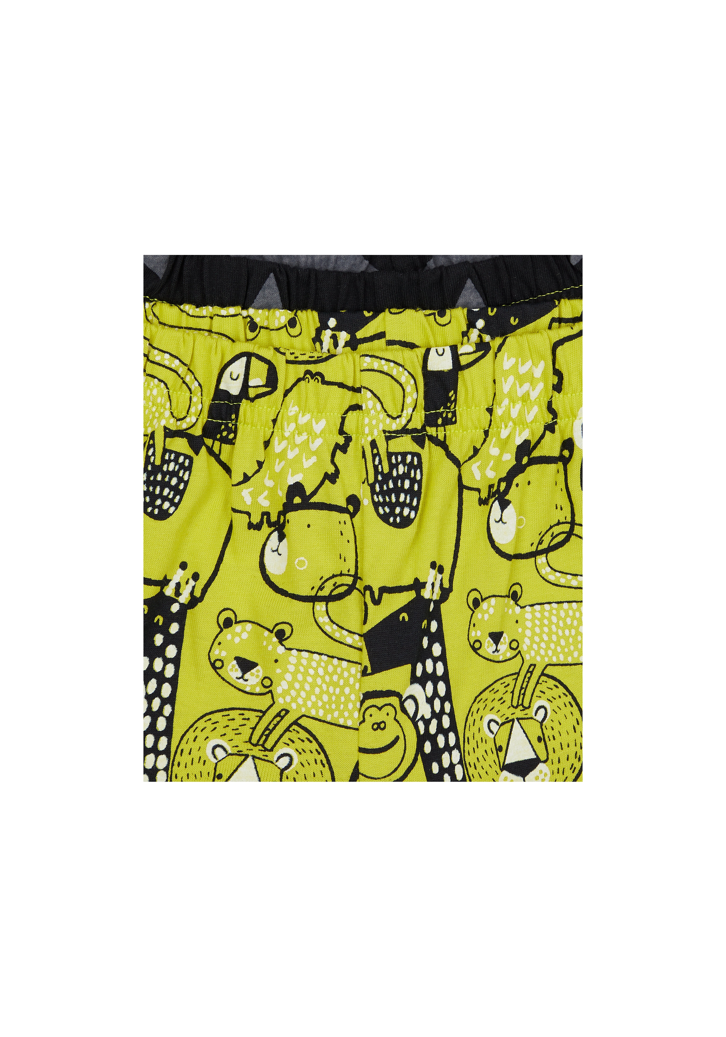 Boys Half Sleeves Shortie Pyjama Set Giraffe Embroidery - Yellow Grey