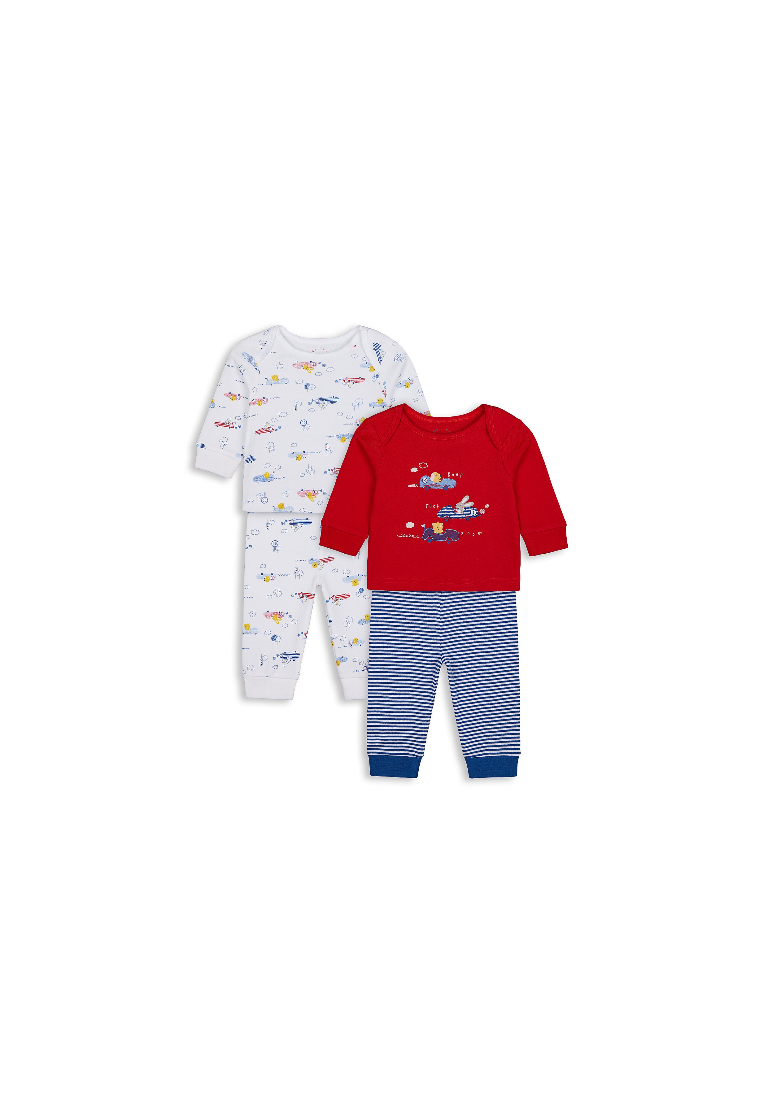 Mothercare | Boys Full Sleeves Pyjama Set Car Patchwork - Pack Of 2 - Multicolor