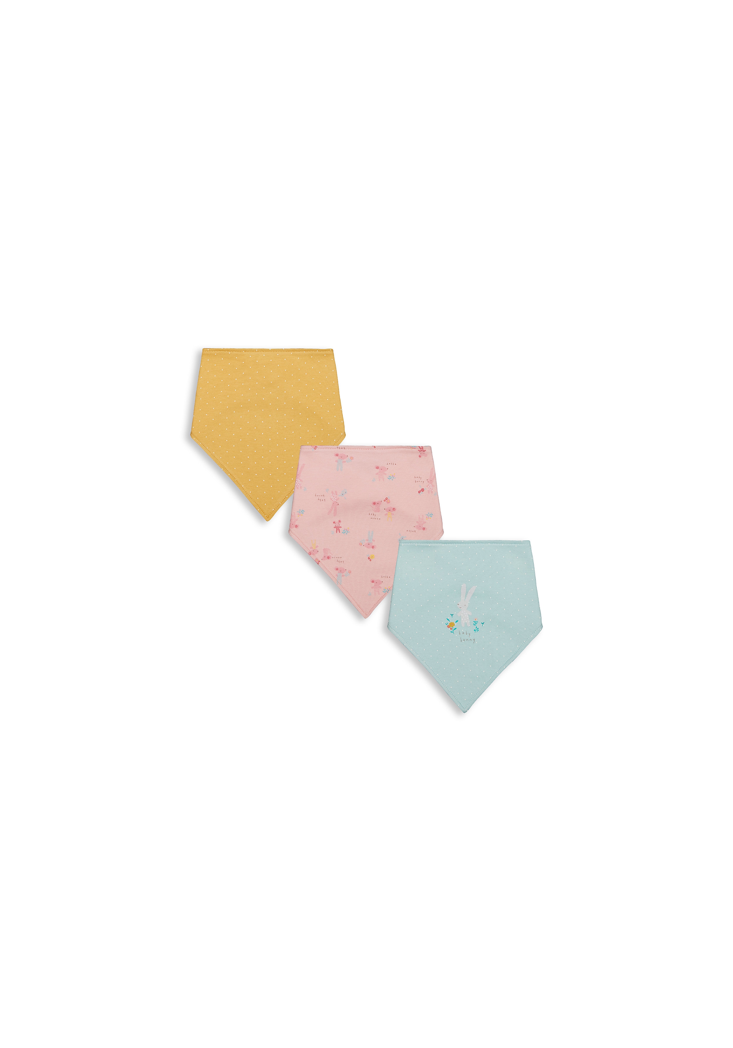 Mothercare | Girls Bibs Bunny Print - Pack Of 3 - Multicolor