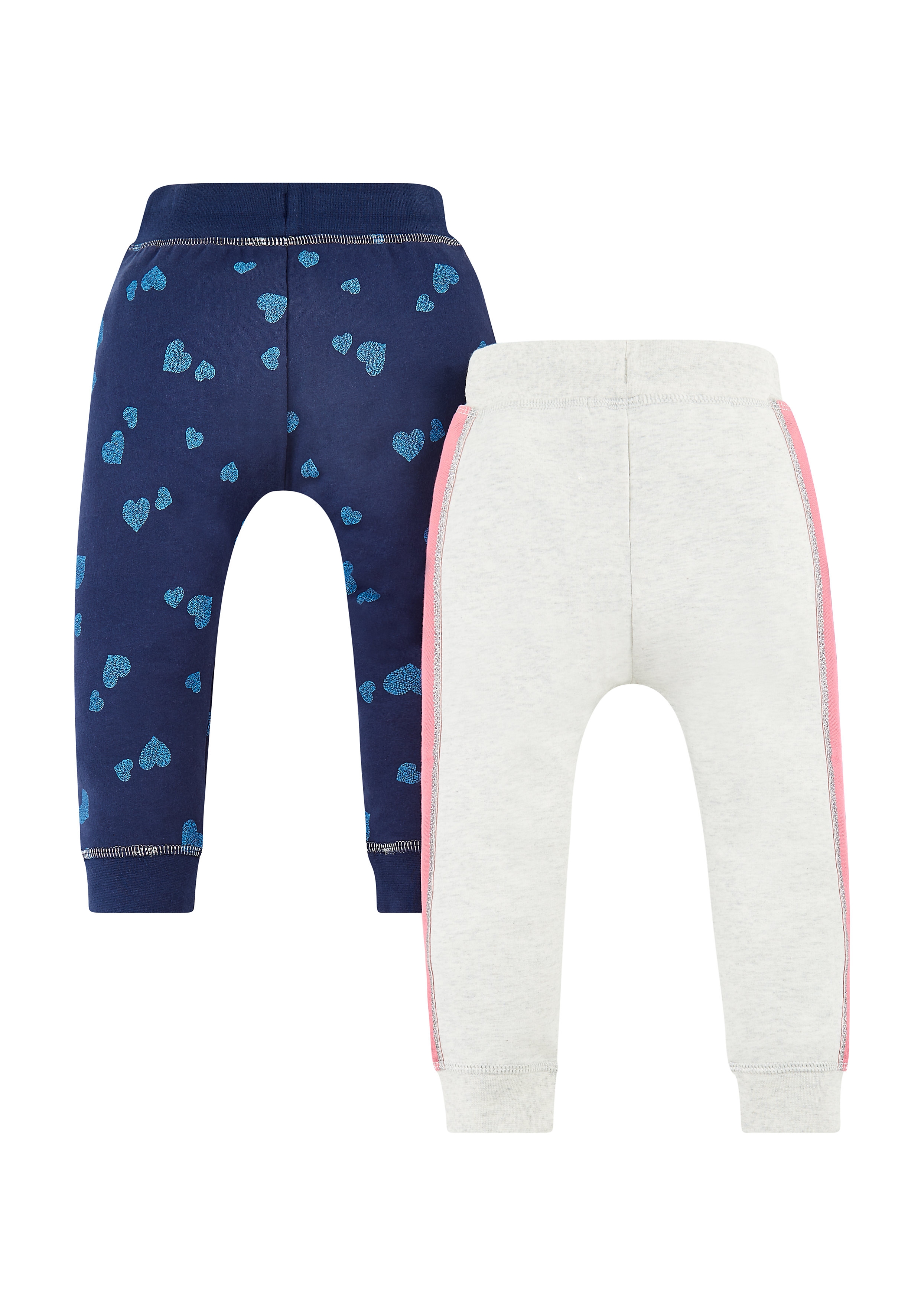 Mothercare | Girls Joggers Side Stripe And Heart Print - Pack Of 2 - Multicolor 1