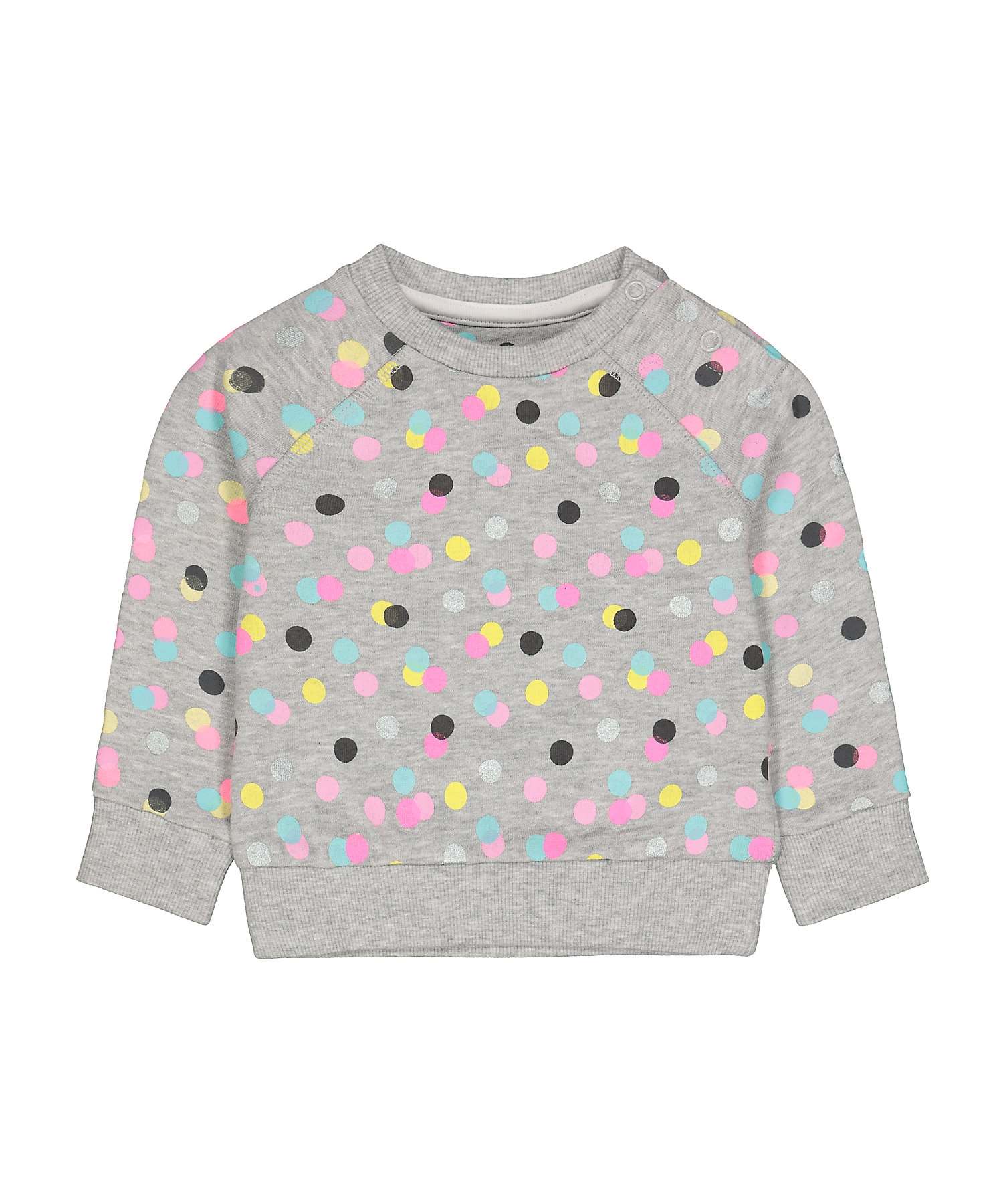 Mothercare | Girls Full Sleeves Sweatshirt Polka Dot Print - Grey