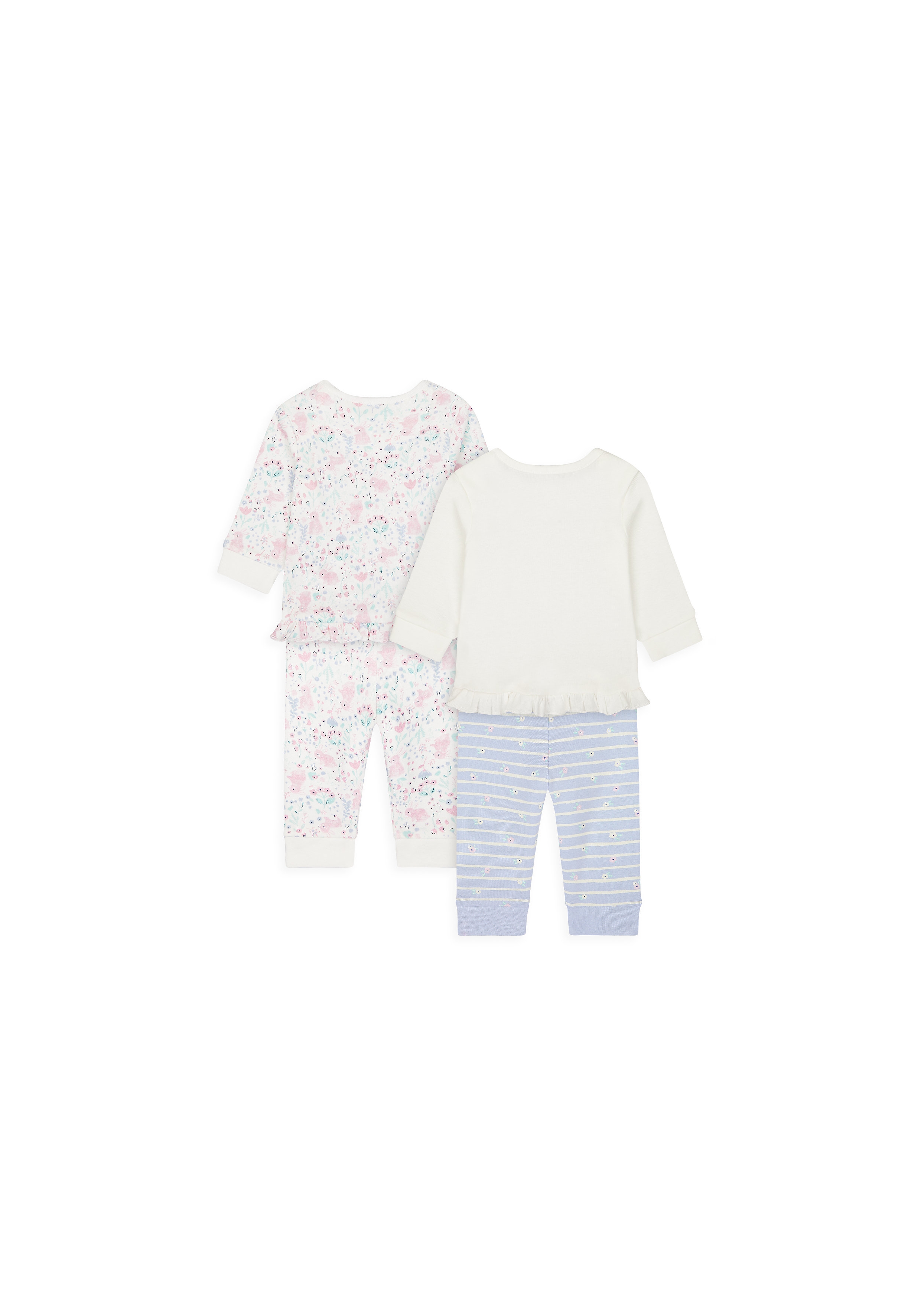 Girls Full Sleeves Pyjama Set Bunny Print - Pack Of 2 - Multicolor