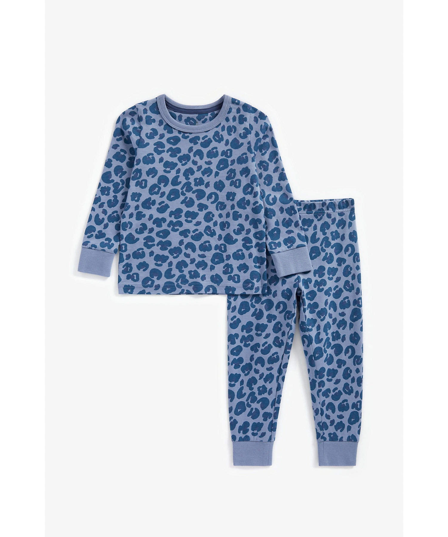 Mothercare | Boys Full Sleeves Pyjama Set Leopard Print - Blue
