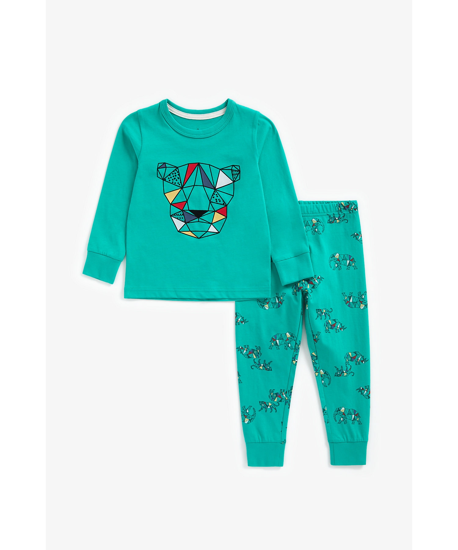 Mothercare | Boys Full Sleeves Pyjama Set Geo Safari Print - Teal