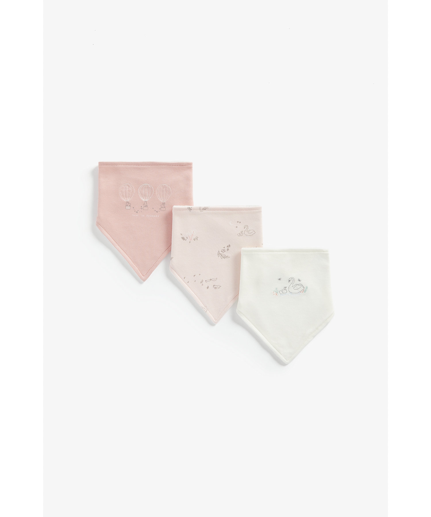 Mothercare | Girls Bibs Swan Embroidery - Pack Of 3 - Multicolor