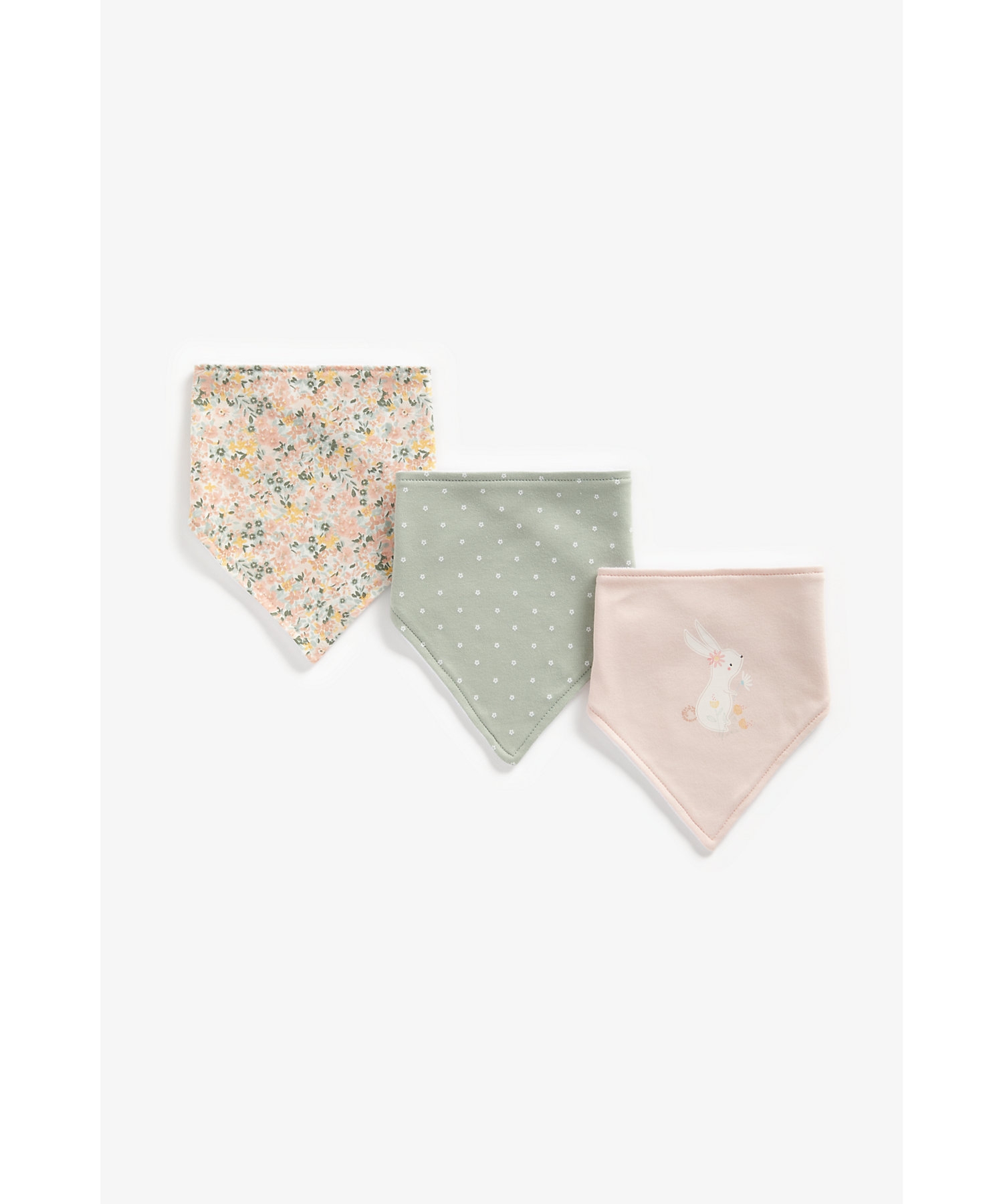 Mothercare | Girls Bibs Spot And Floral Print - Pack Of 3 - Multicolor