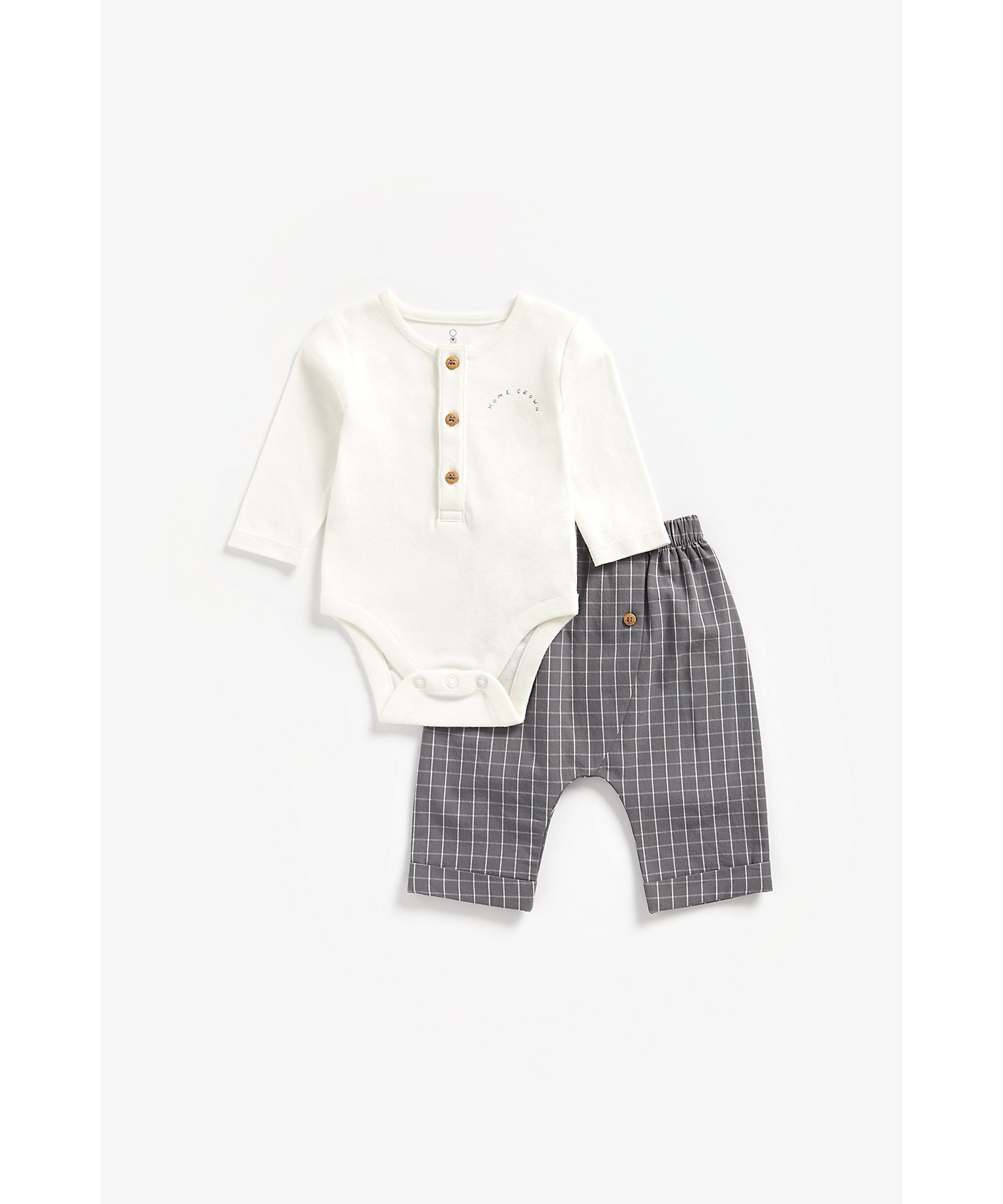 Mothercare | Boys Full Sleeves Bodysuit And Trousers Set Checks - Navy