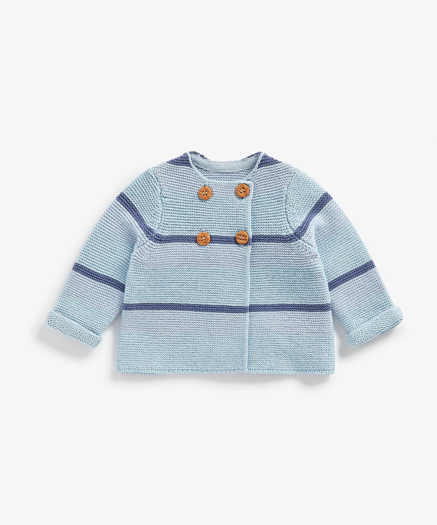 Mothercare | Boys Full Sleeves Striped Cardigan With Button Fastening - Blue
