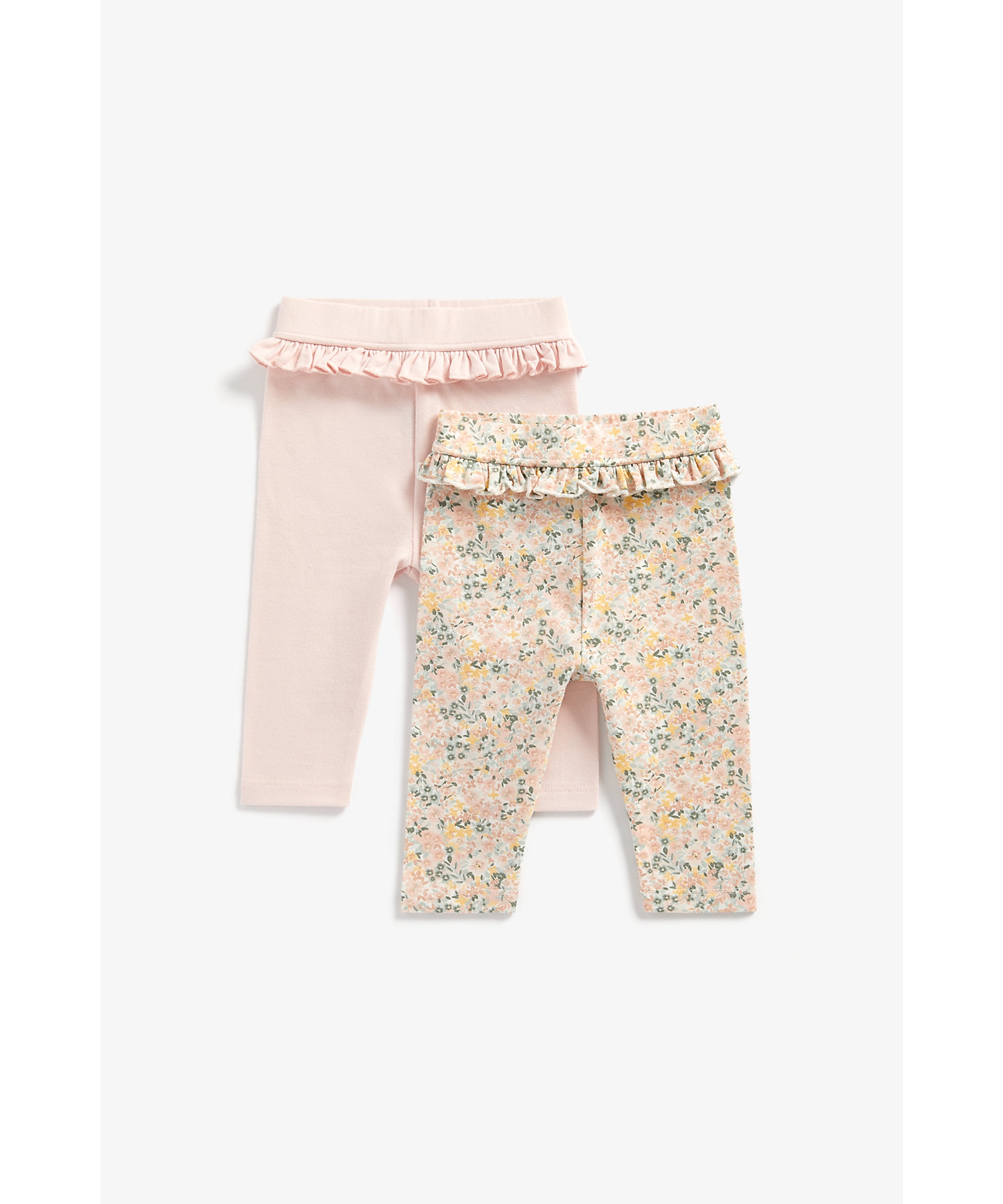 Mothercare | Girls Floral Print Leggings Frill Detail - Pack Of 2 - Multicolor