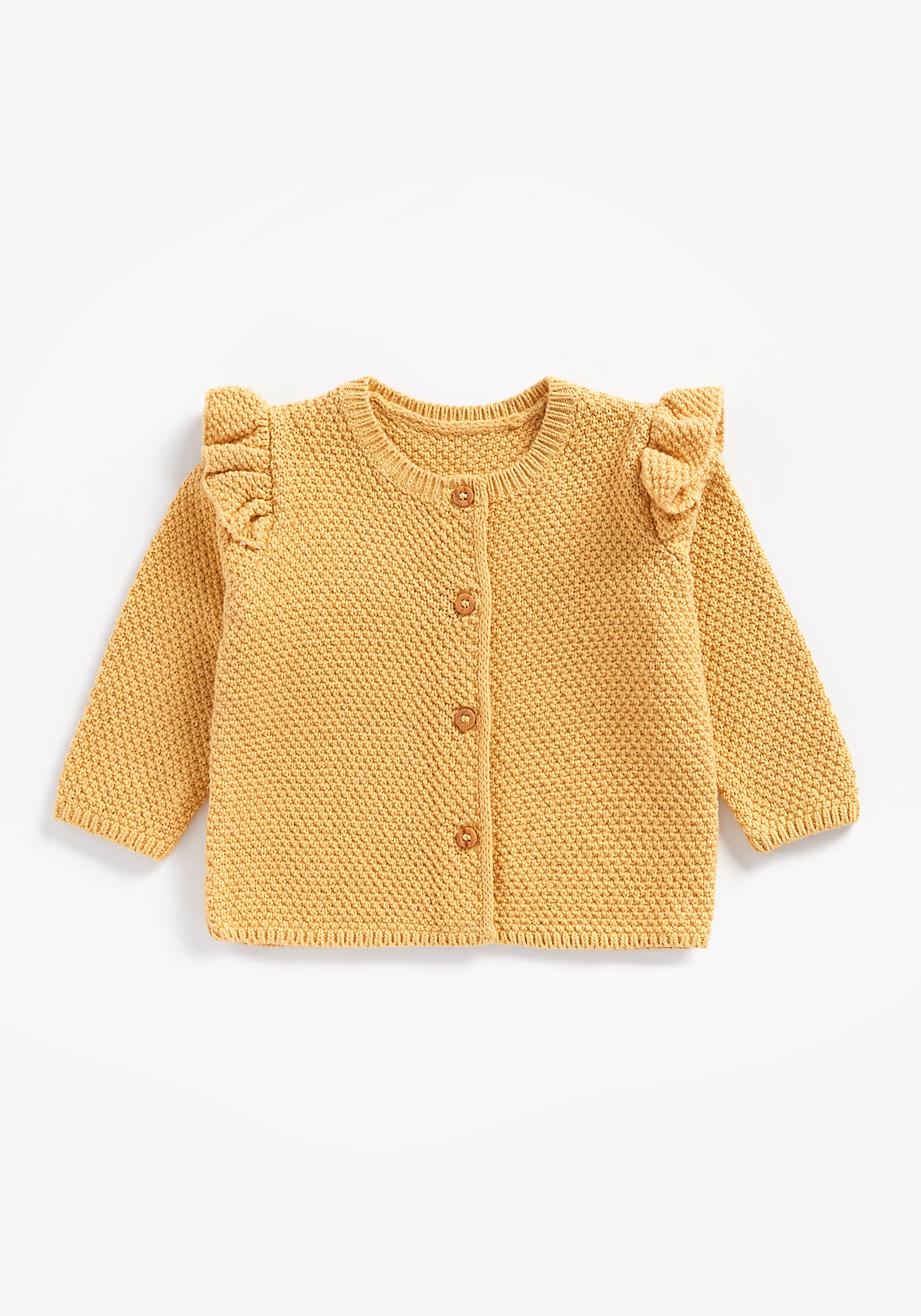Mothercare | Girls Full Sleeves Cardigan Frill Detail - Mustard