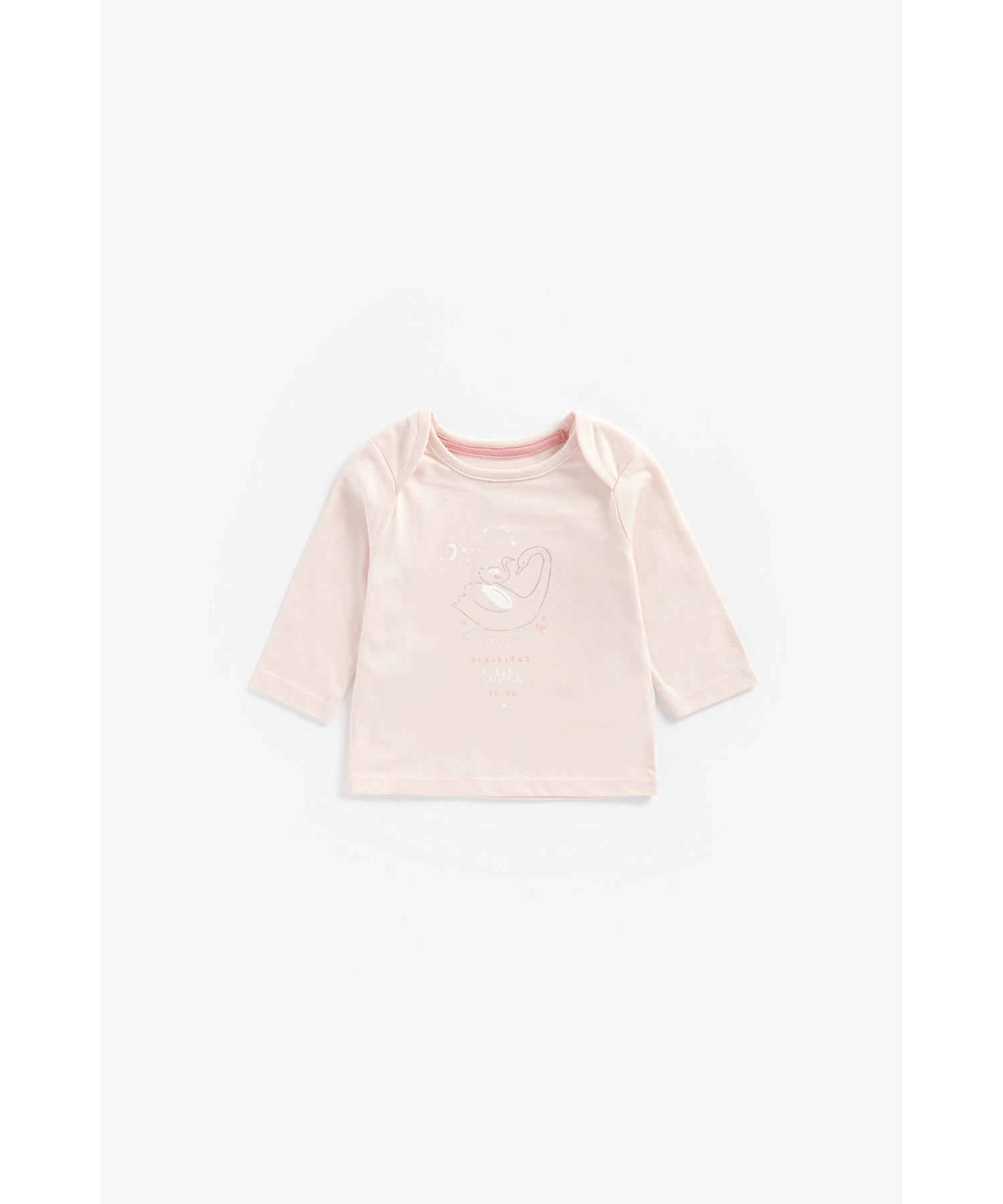 Mothercare | Girls Full Sleeves T-Shirt Swan Print - Pink