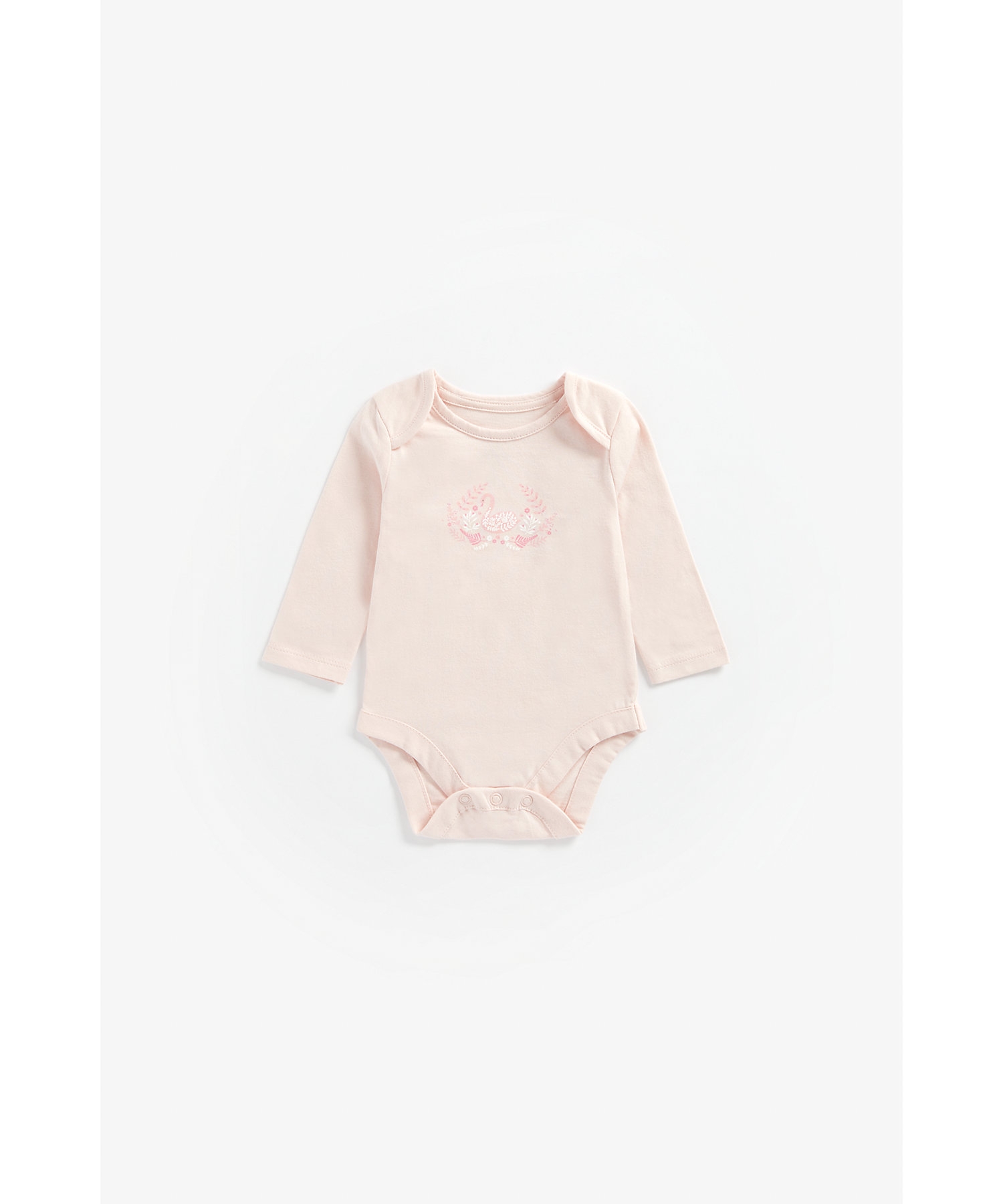 Mothercare | Girls Full Sleeves Bodysuit Swan Print - Pink