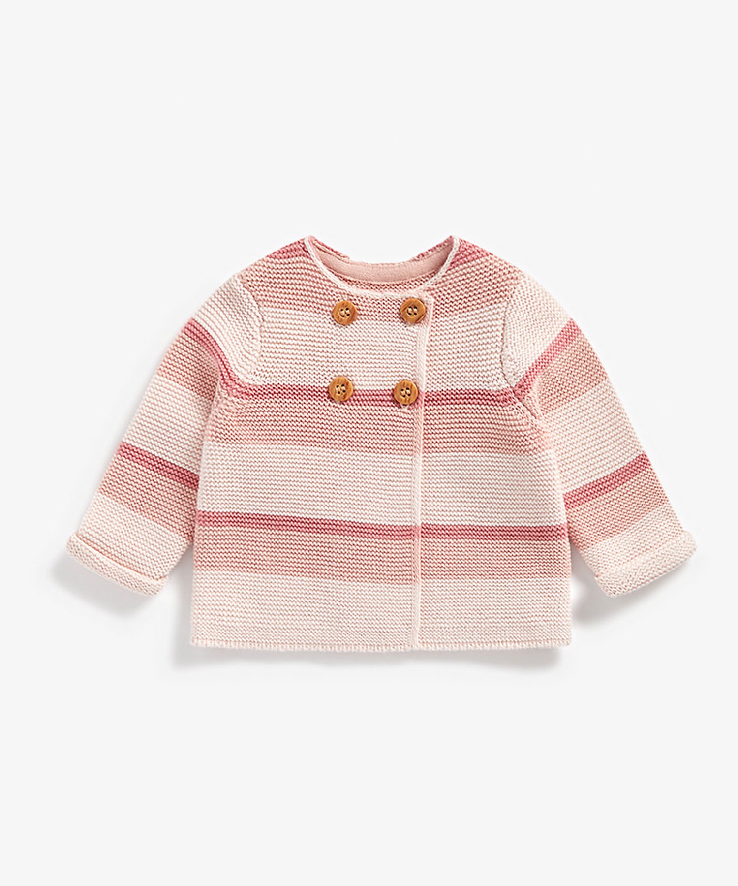 Mothercare | Girls Full Sleeves Striped Cardigan With Button Fastening - Pink