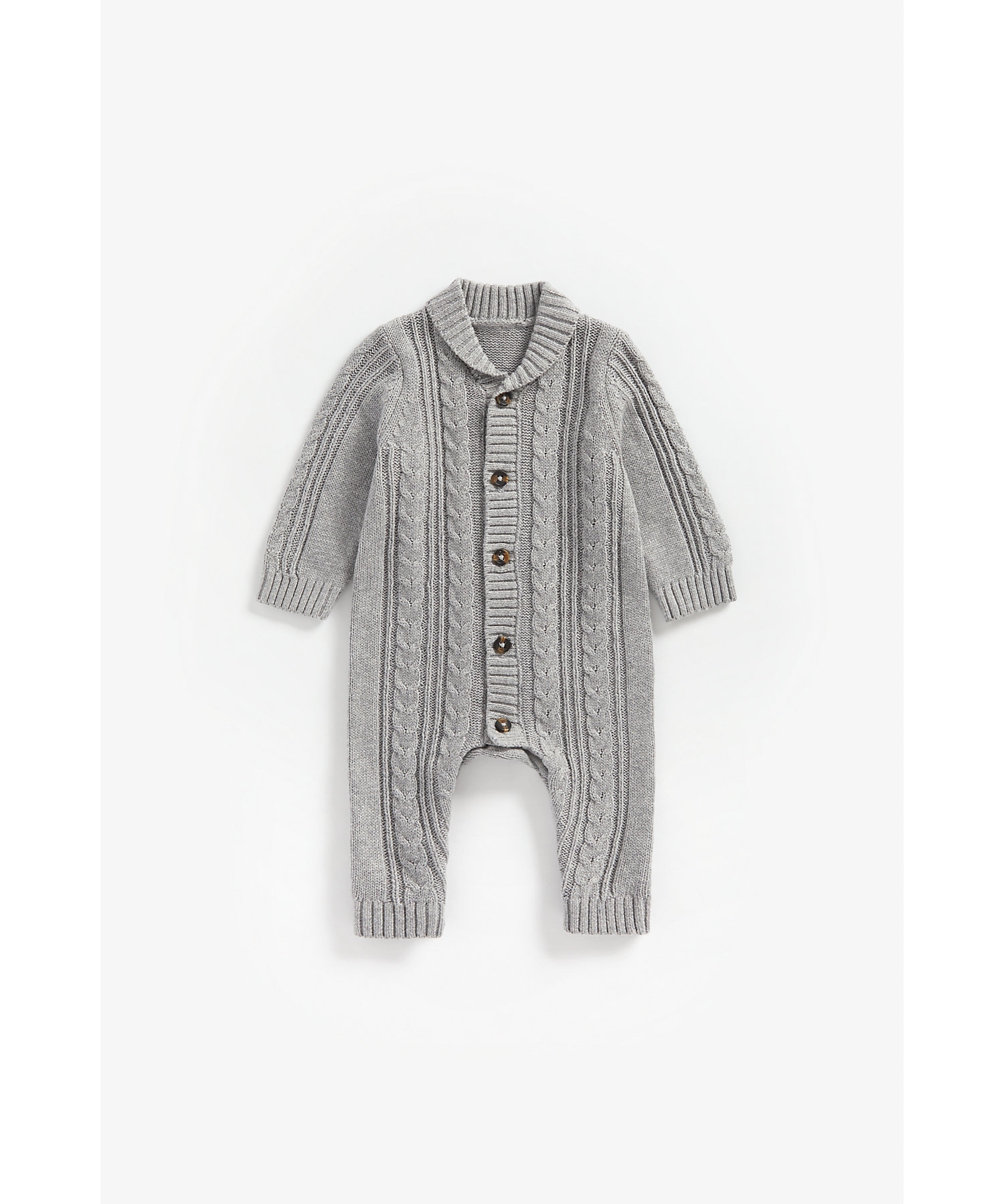 Mothercare | Boys Full Sleeves Romper Cable Knit - Grey