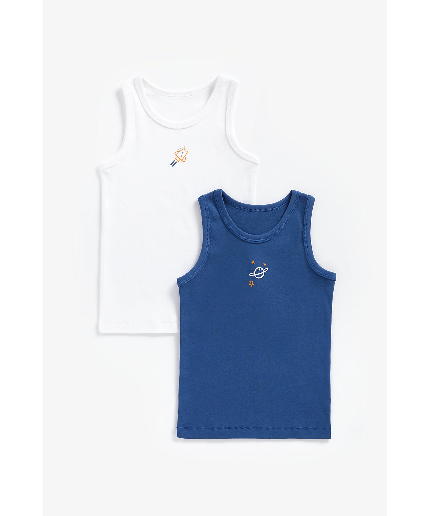 Mothercare | Boys Sleeveless Vest Space Print - Pack Of 2 - Multicolor