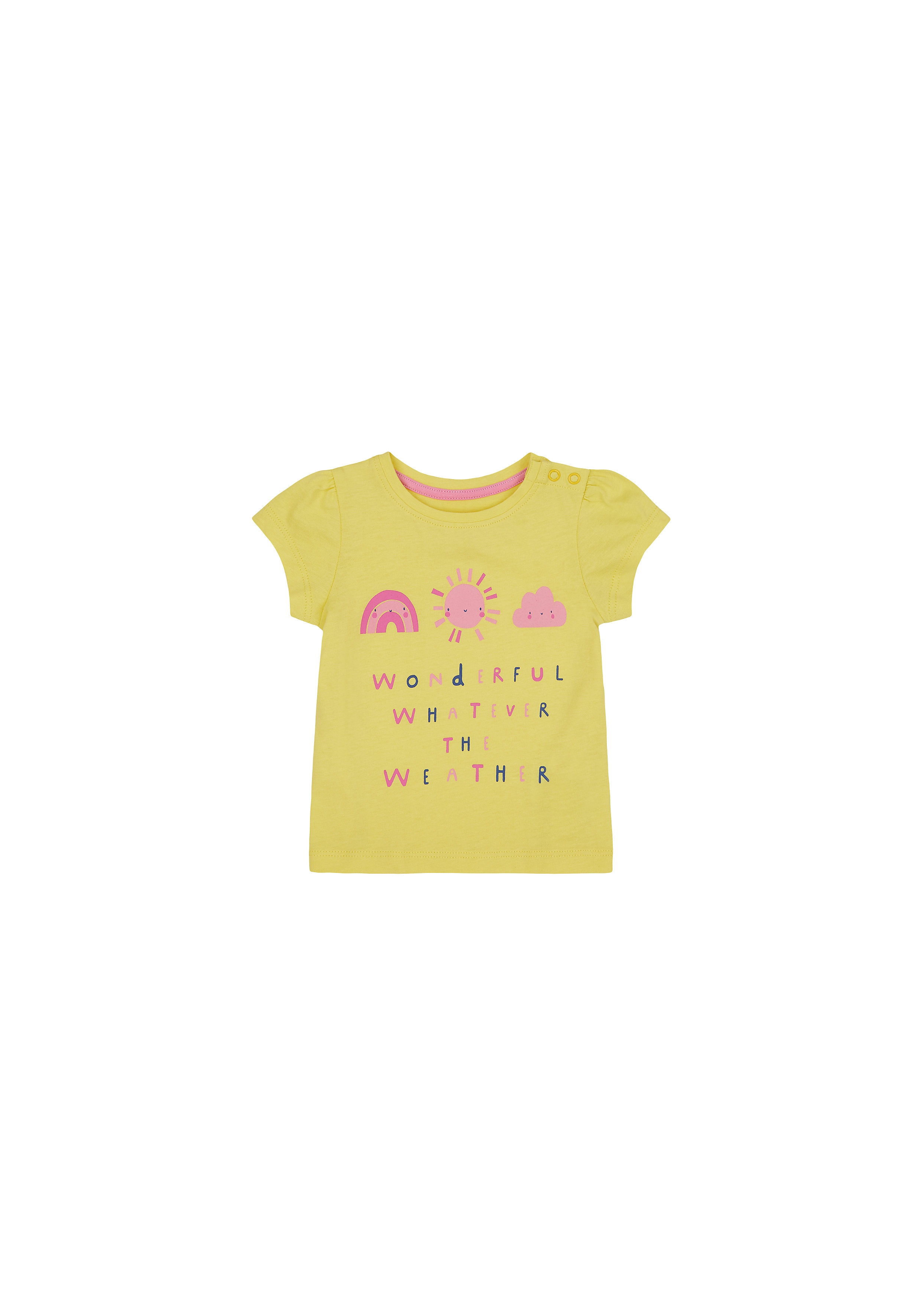 Mothercare | Girls Half Sleeves T-Shirt Slogan Print - Yellow