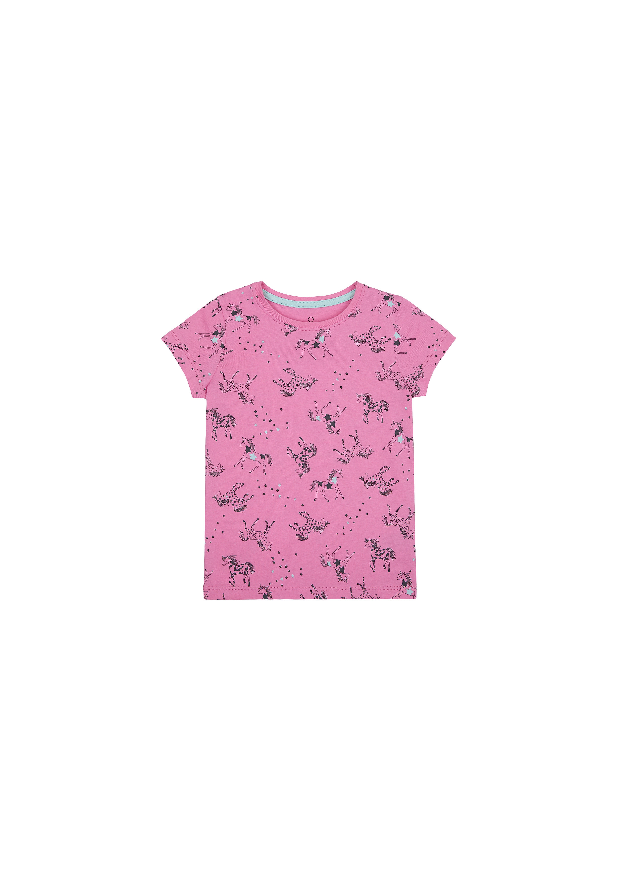 Mothercare | Girls Half Sleeves T-Shirt Horse Print - Pink