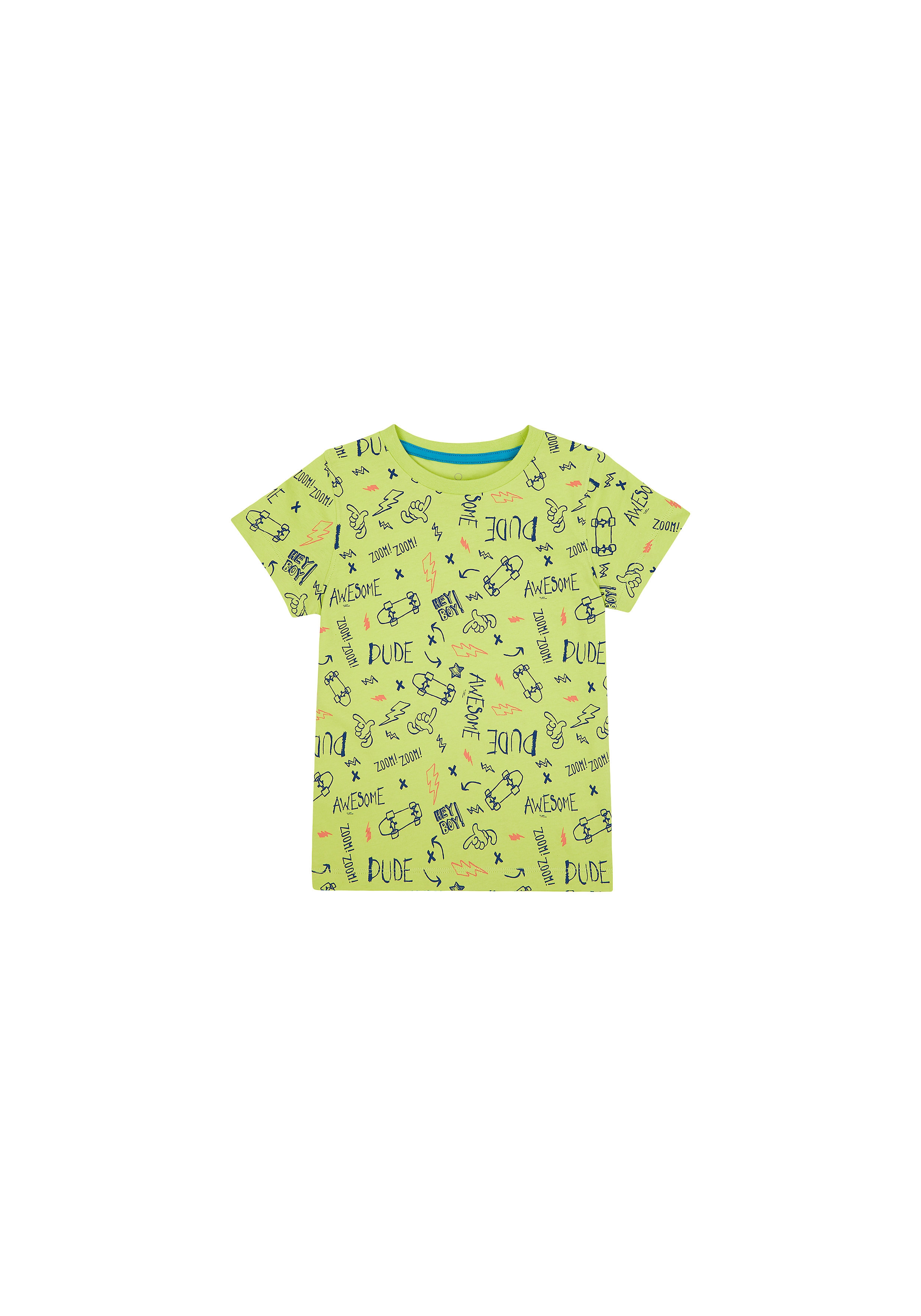 Mothercare | Boys Half Sleeves T-Shirt Text Print - Green