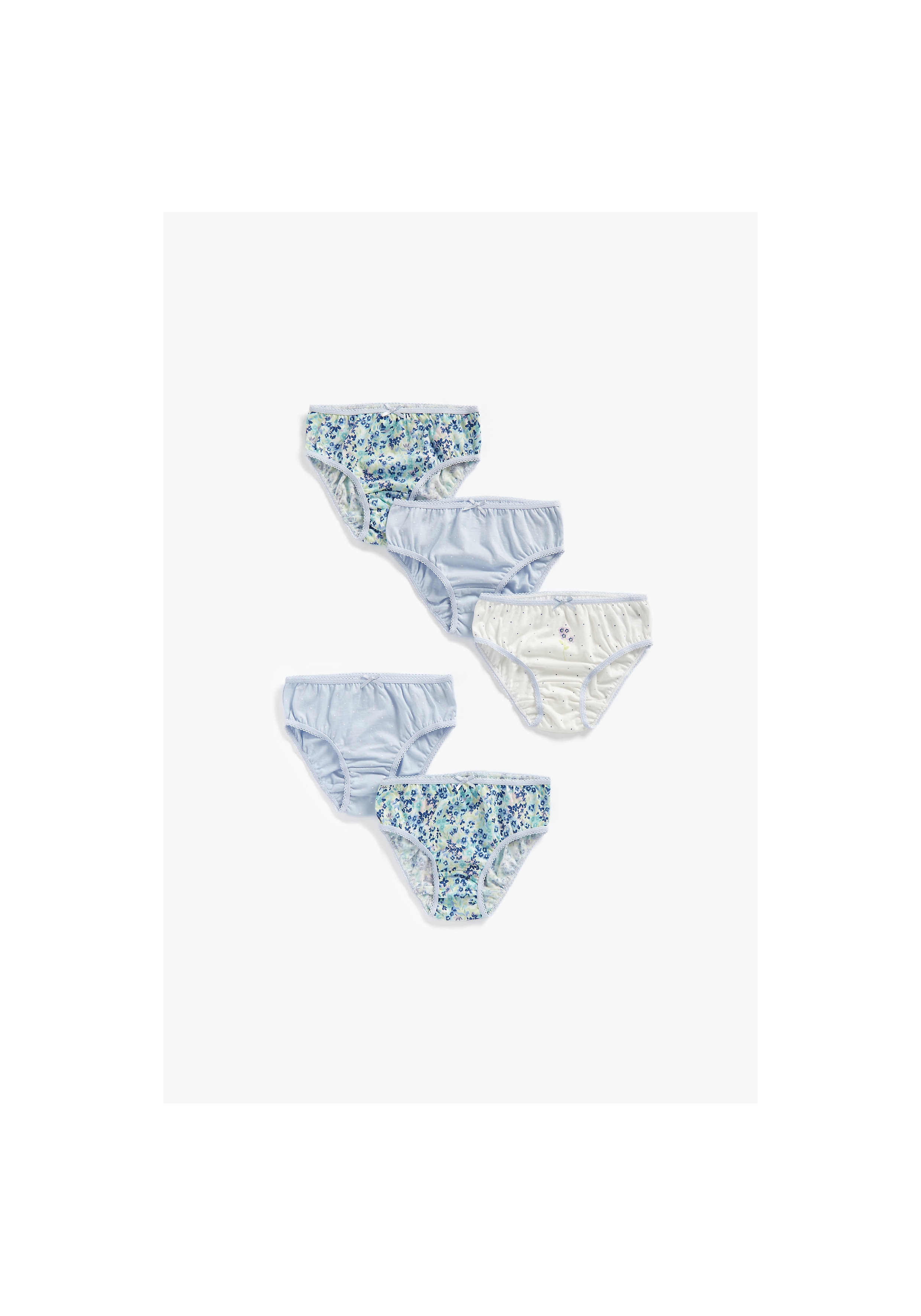 Mothercare | Girls Briefs Floral Print - Pack Of 5 - Blue