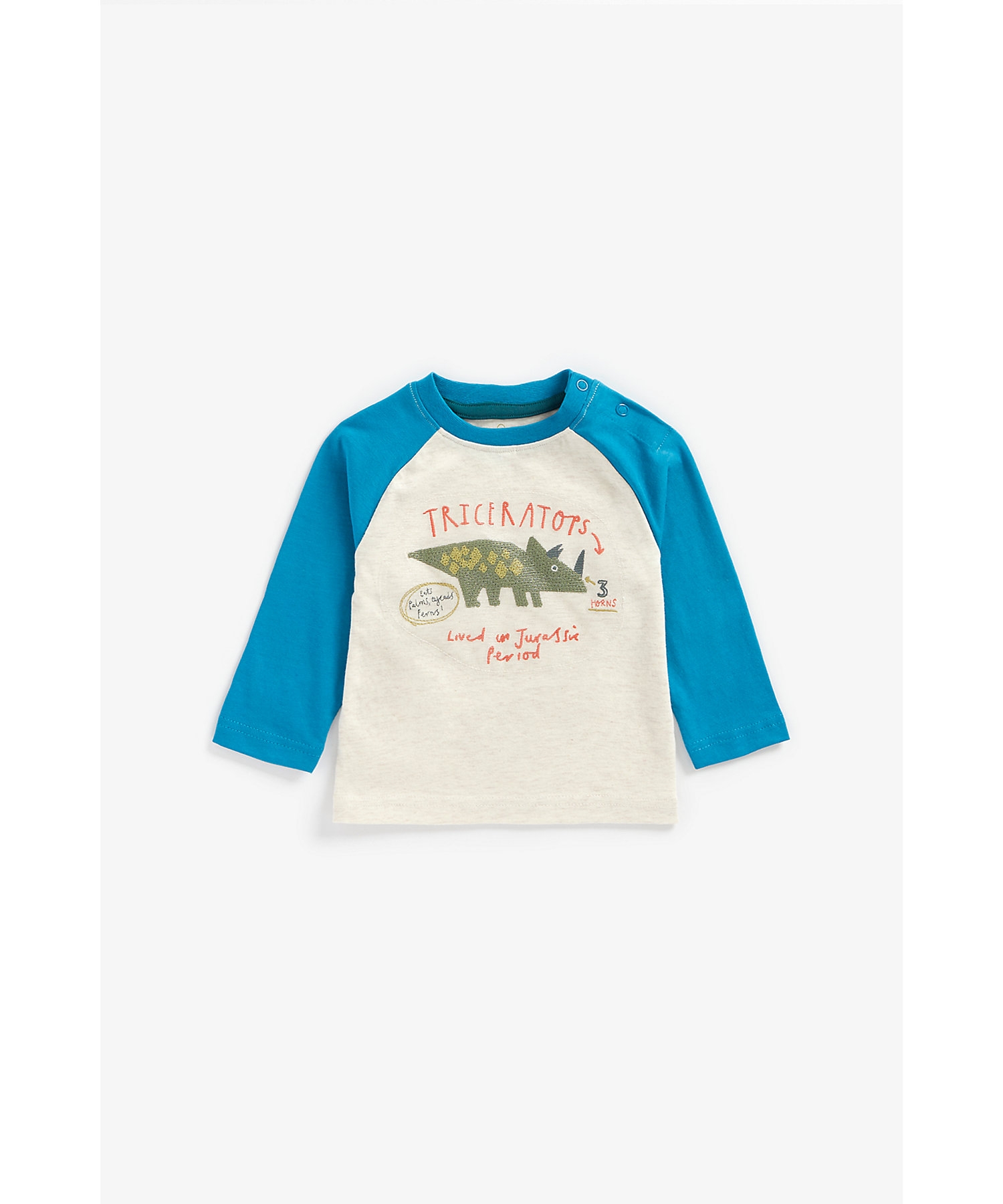 Mothercare | Boys Full Sleeves T-Shirt Sequined Dino Design - White