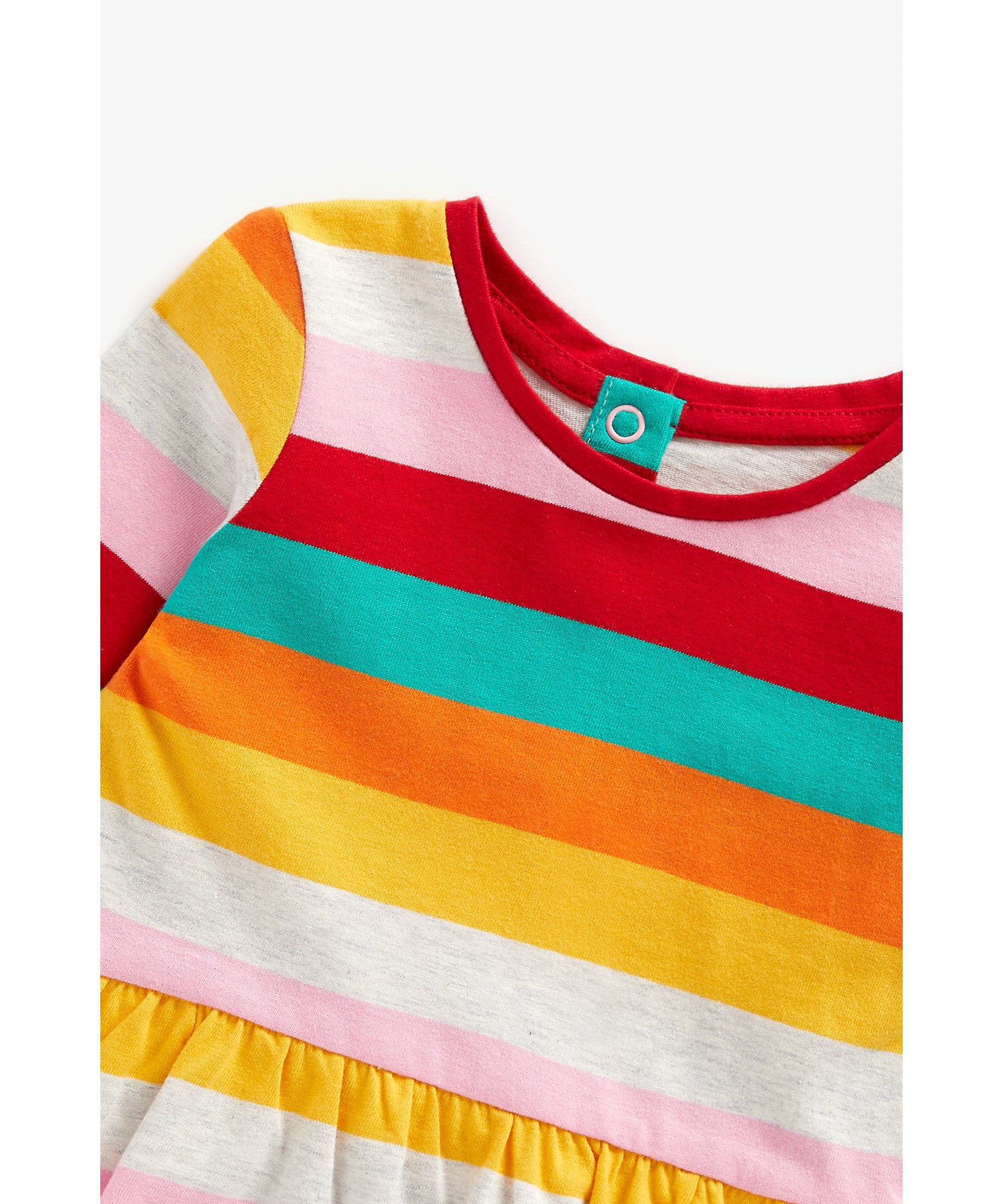 Girls Full Sleeves Dress Rainbow Stripes - Multicolor