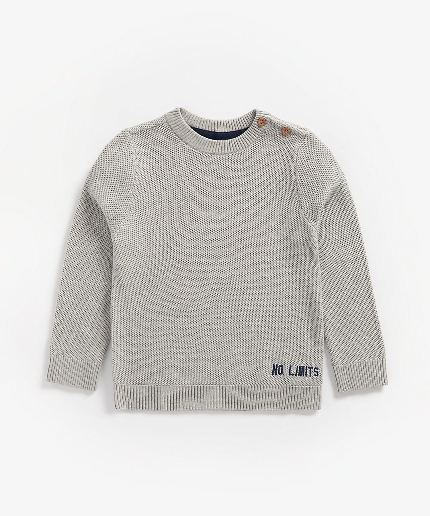 Mothercare | Boys Full Sleeves Sweater Text Embroidery - Grey