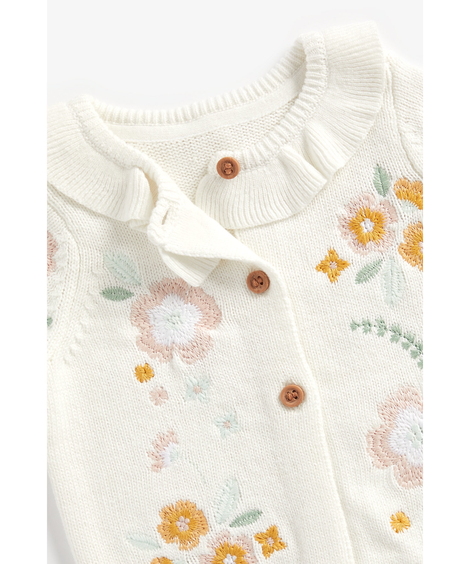 Mothercare | Girls Full Sleeves Cardigan Floral Embroidery - White 2
