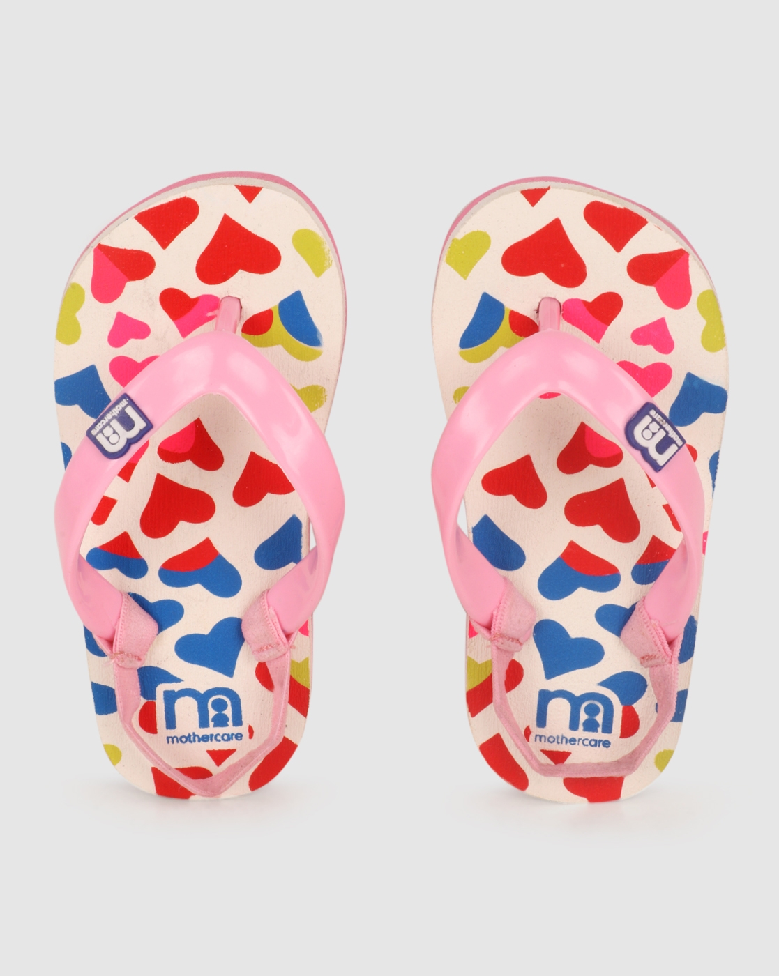 Mothercare | Girls Flip Flop With Back Strap Heart Print Multicolor