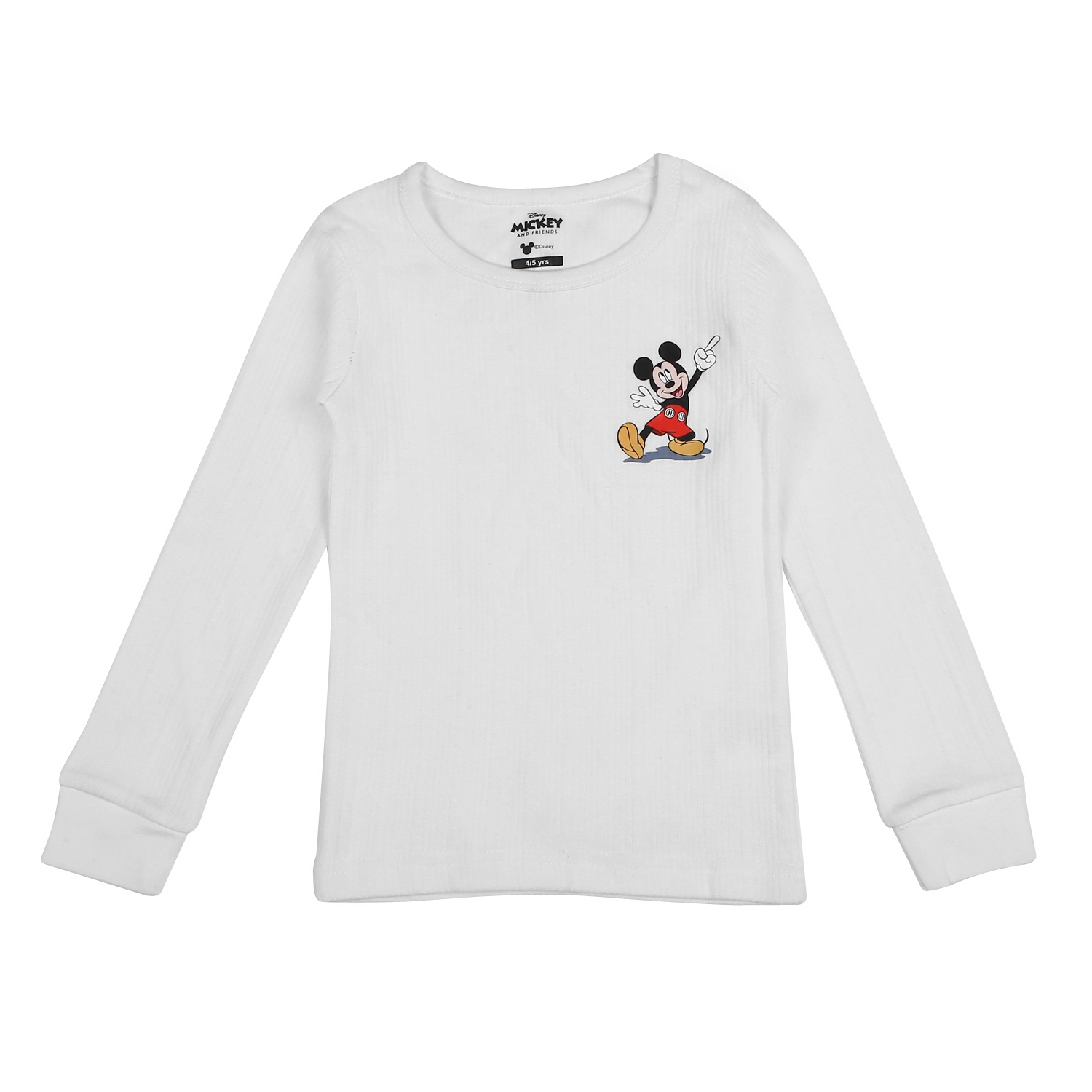 Boys Full Sleeves Mickey Mouse Thermal Vest-White