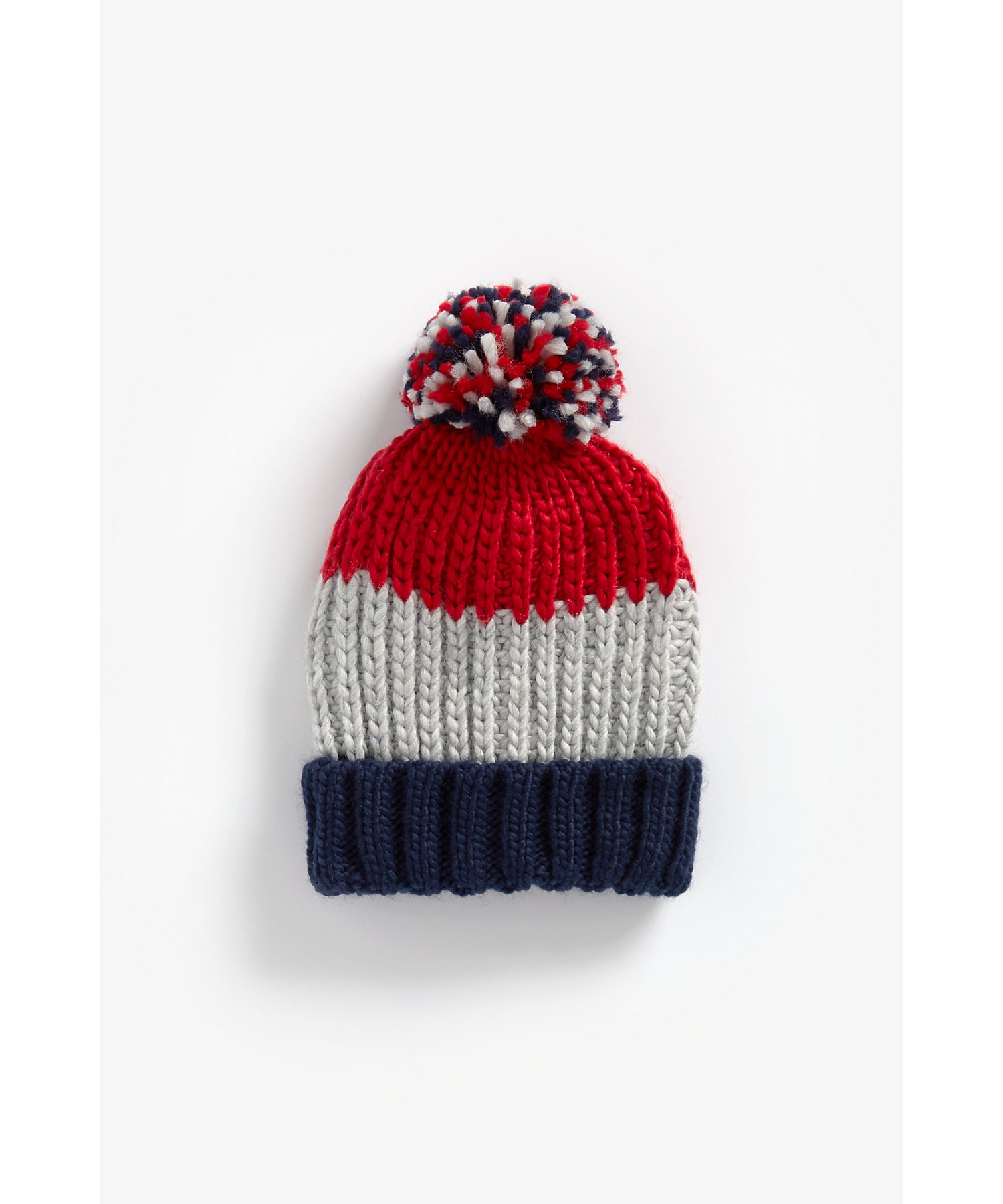 Mothercare | Boys Color Blocked Beanie With Pom Pom Detail - Multicolor