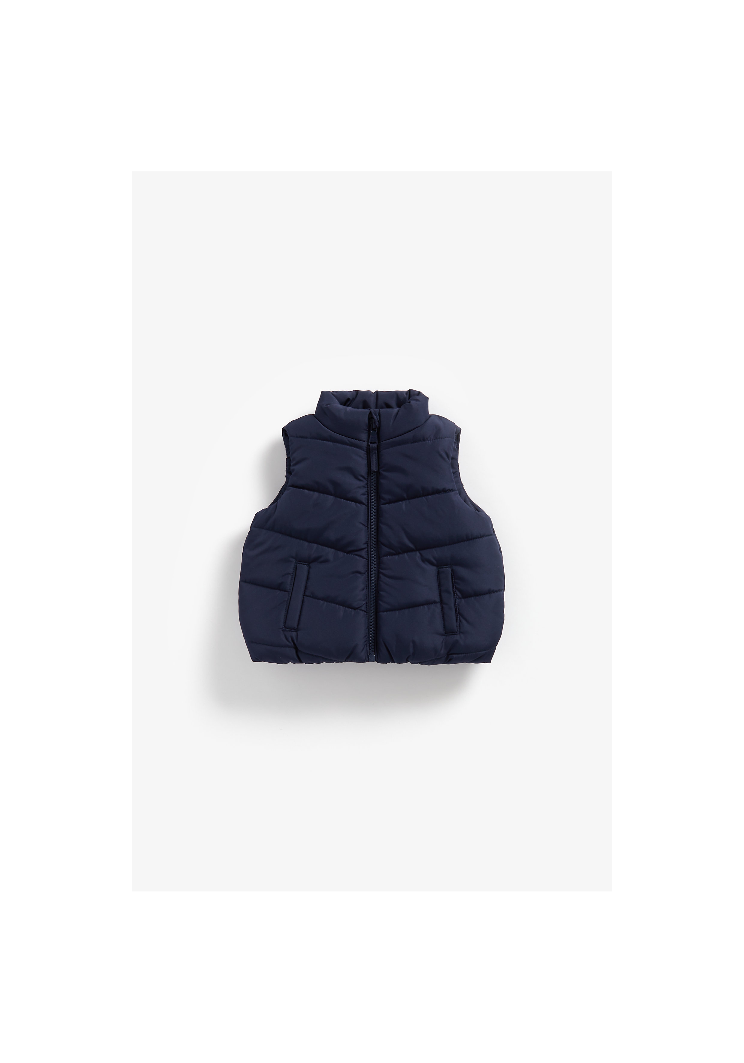 Mothercare | Boys Sleeveless Quilted Jacket Fleece Lined - Navy