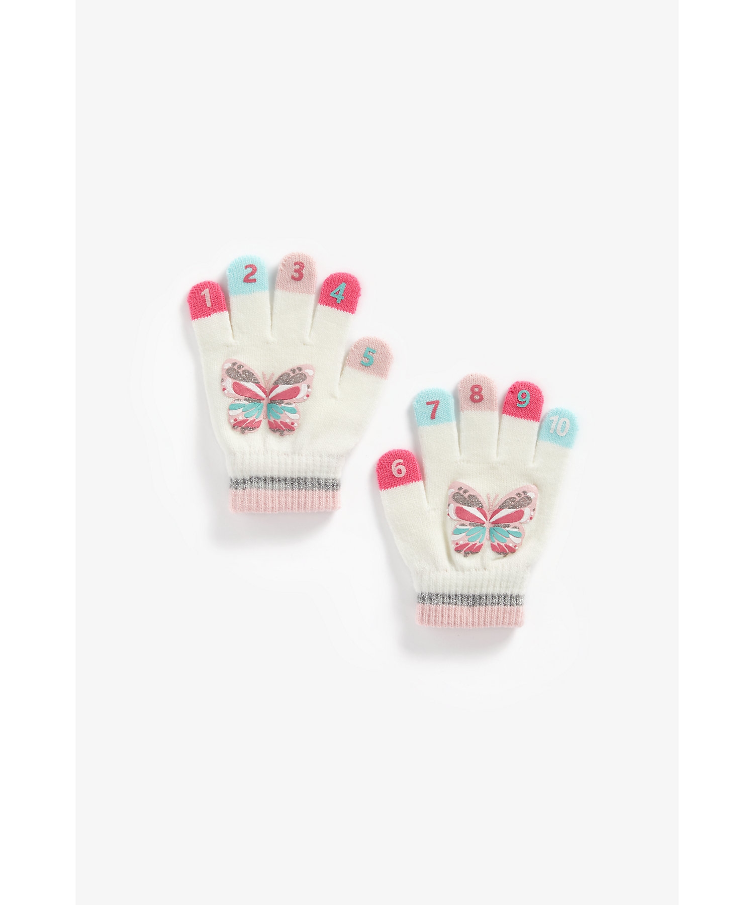 Mothercare | Girls Gloves Glitter Butterfly - White