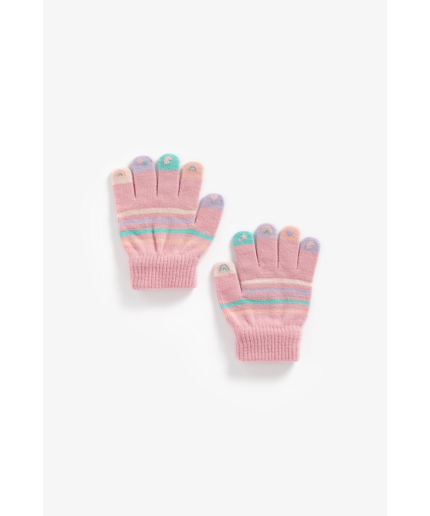 Mothercare | Girls Gloves Striped - Pink
