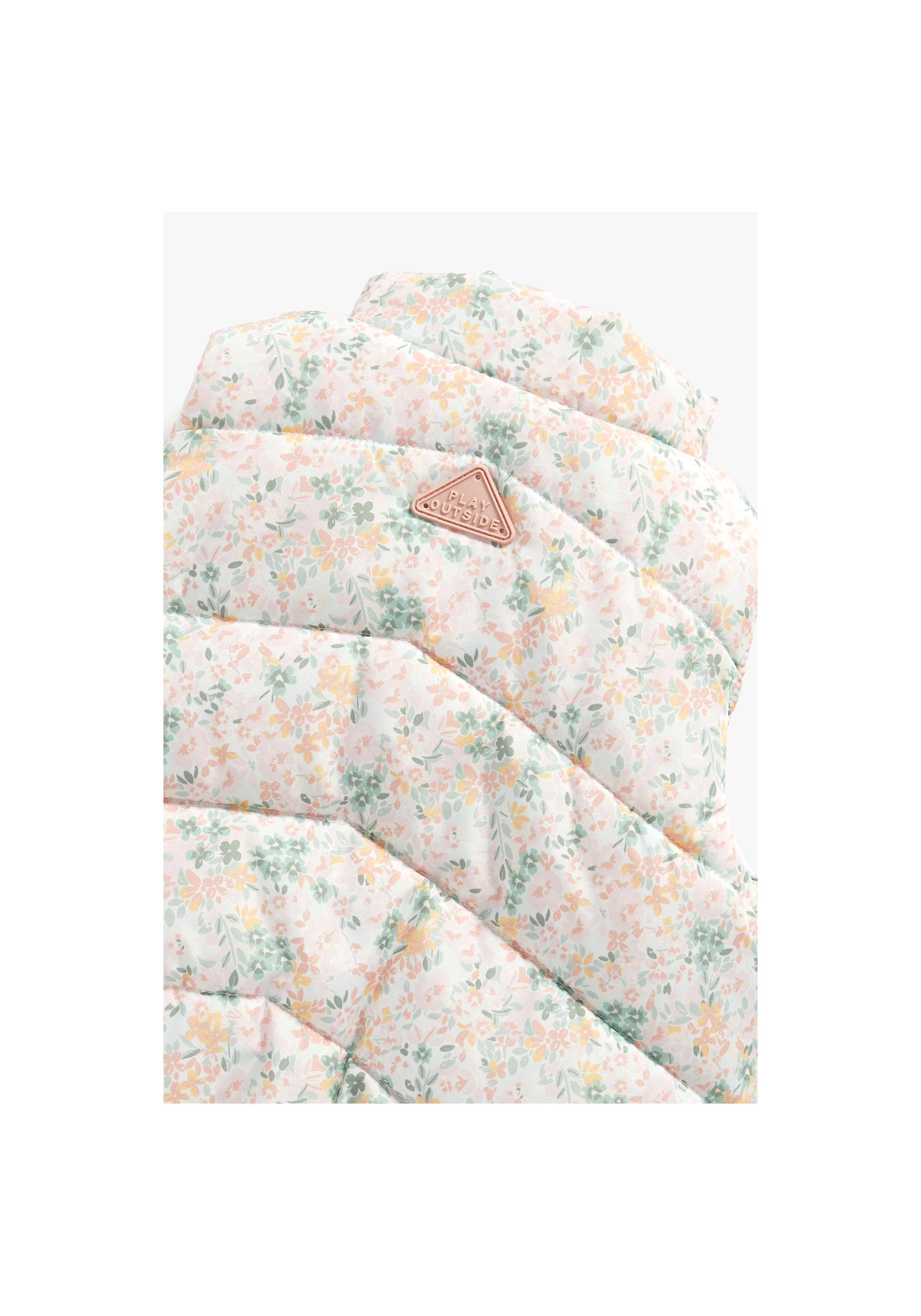 Girls Sleeveless Jacket Floral Print - Multicolor