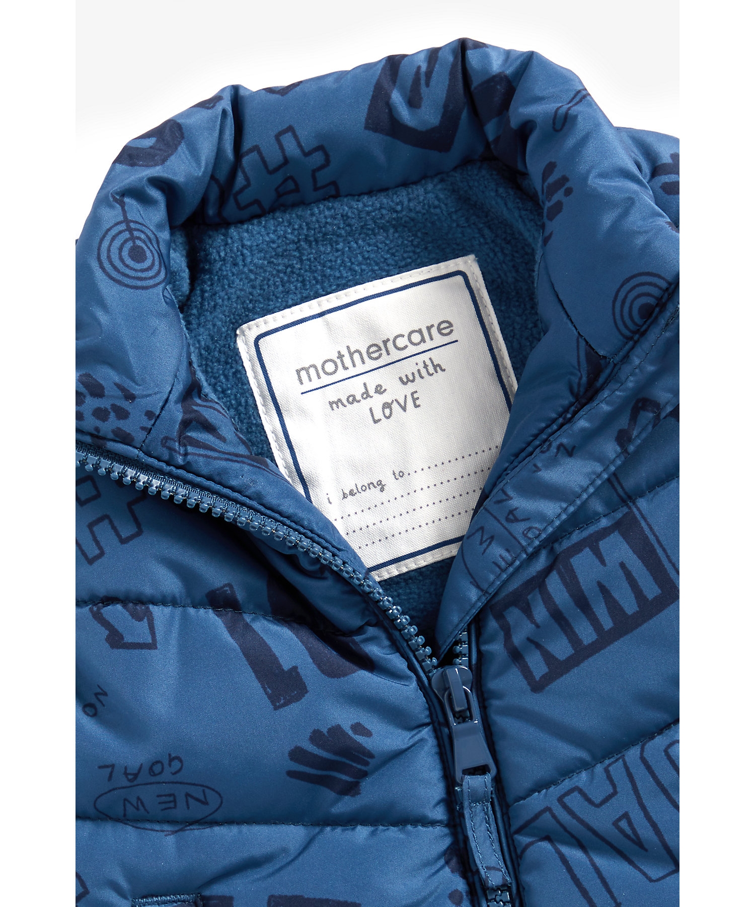 Boys Sleeveless Quilted Jacket Printed - Blue