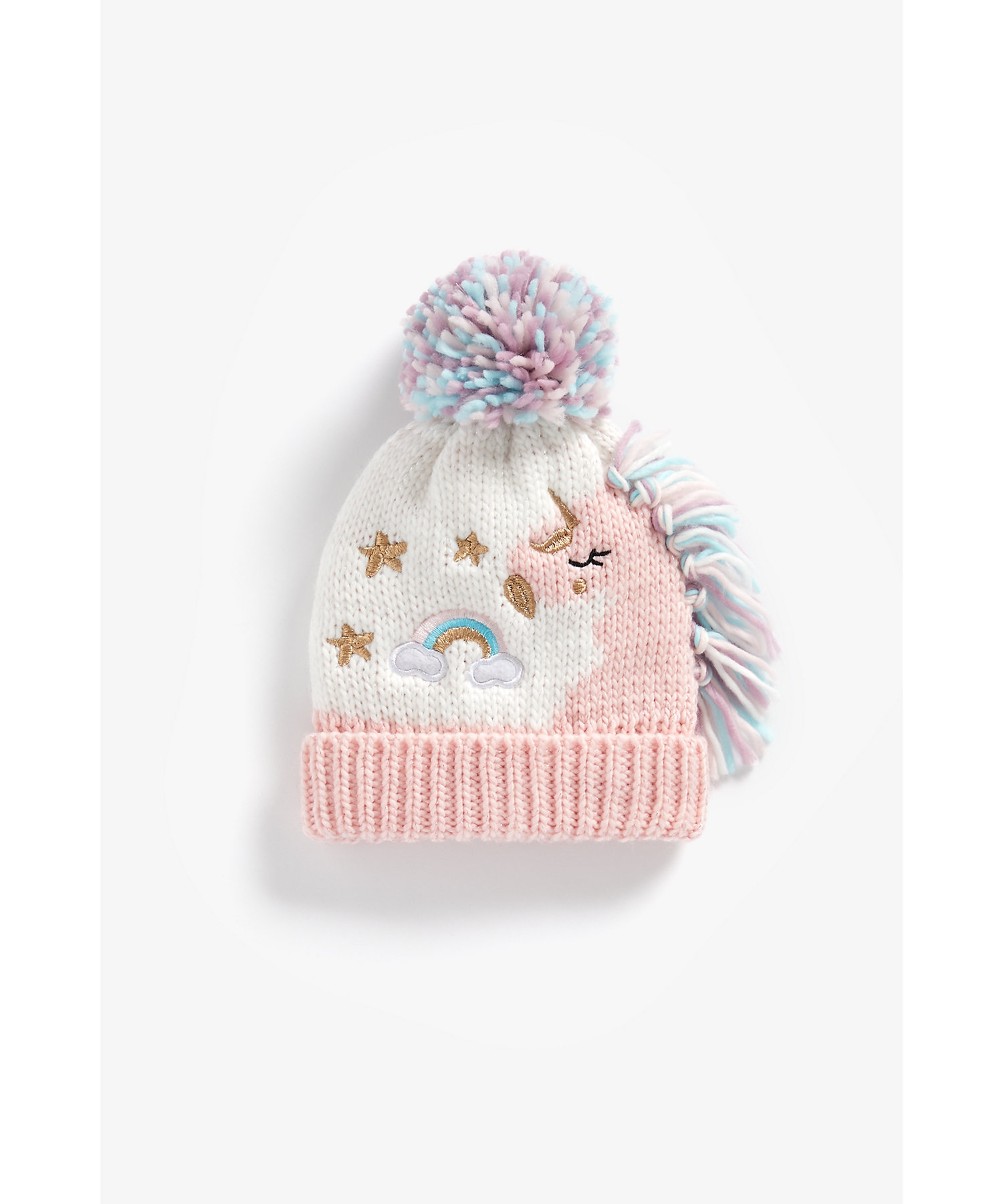 Mothercare | Girls Beanie 3D Unicorn Design - Multicolor