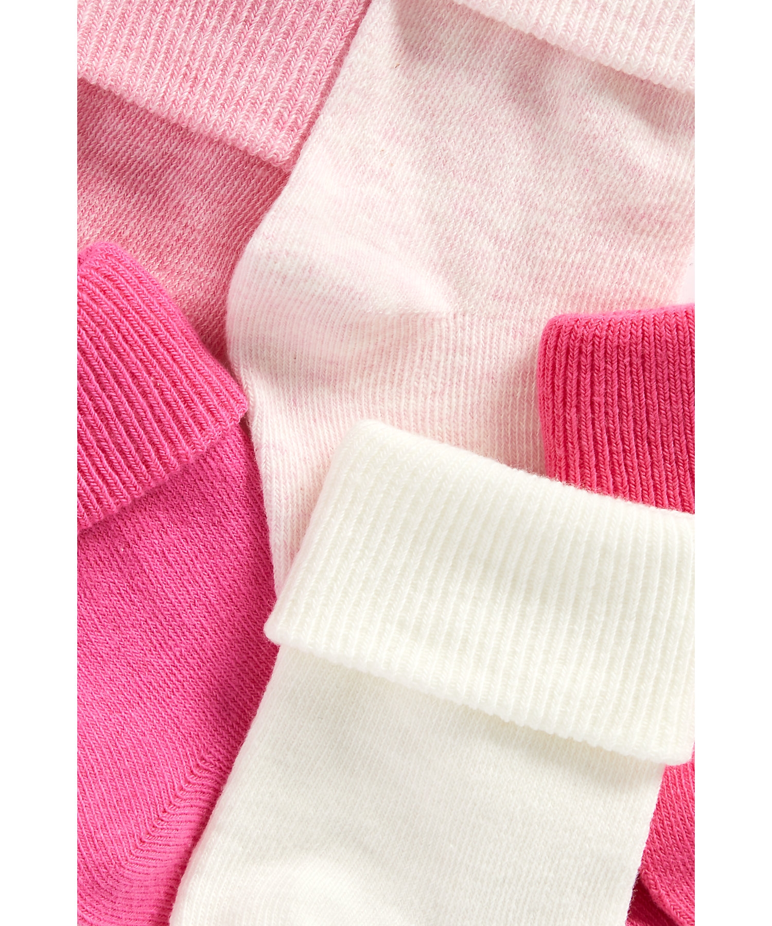 Mothercare | Girls Turn-Over-Top Socks - Pack Of 5 - Pink 2